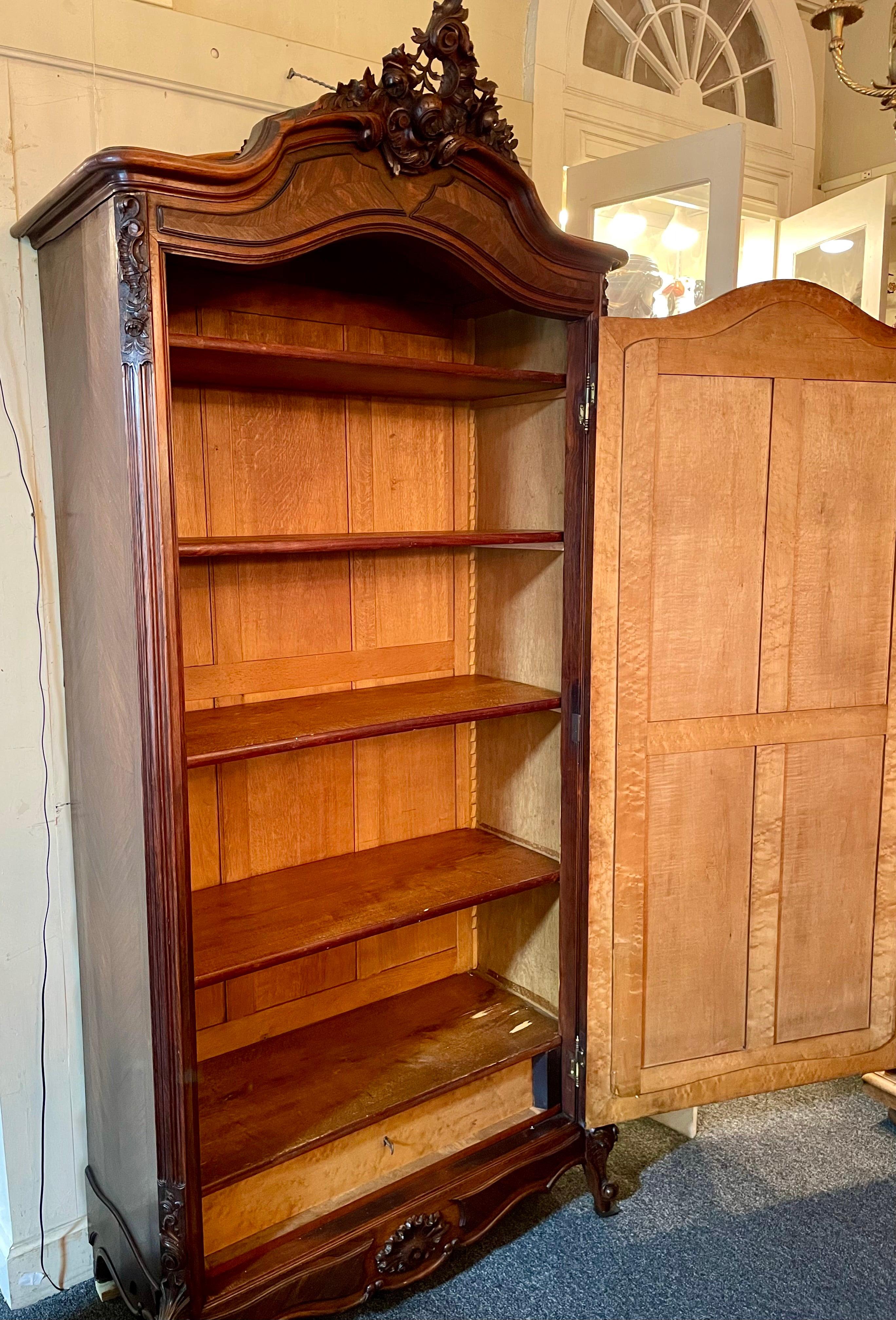 Antique French Rosewood and Beveled Mirror Single Door Armoire, Circa 1890-1900. 6