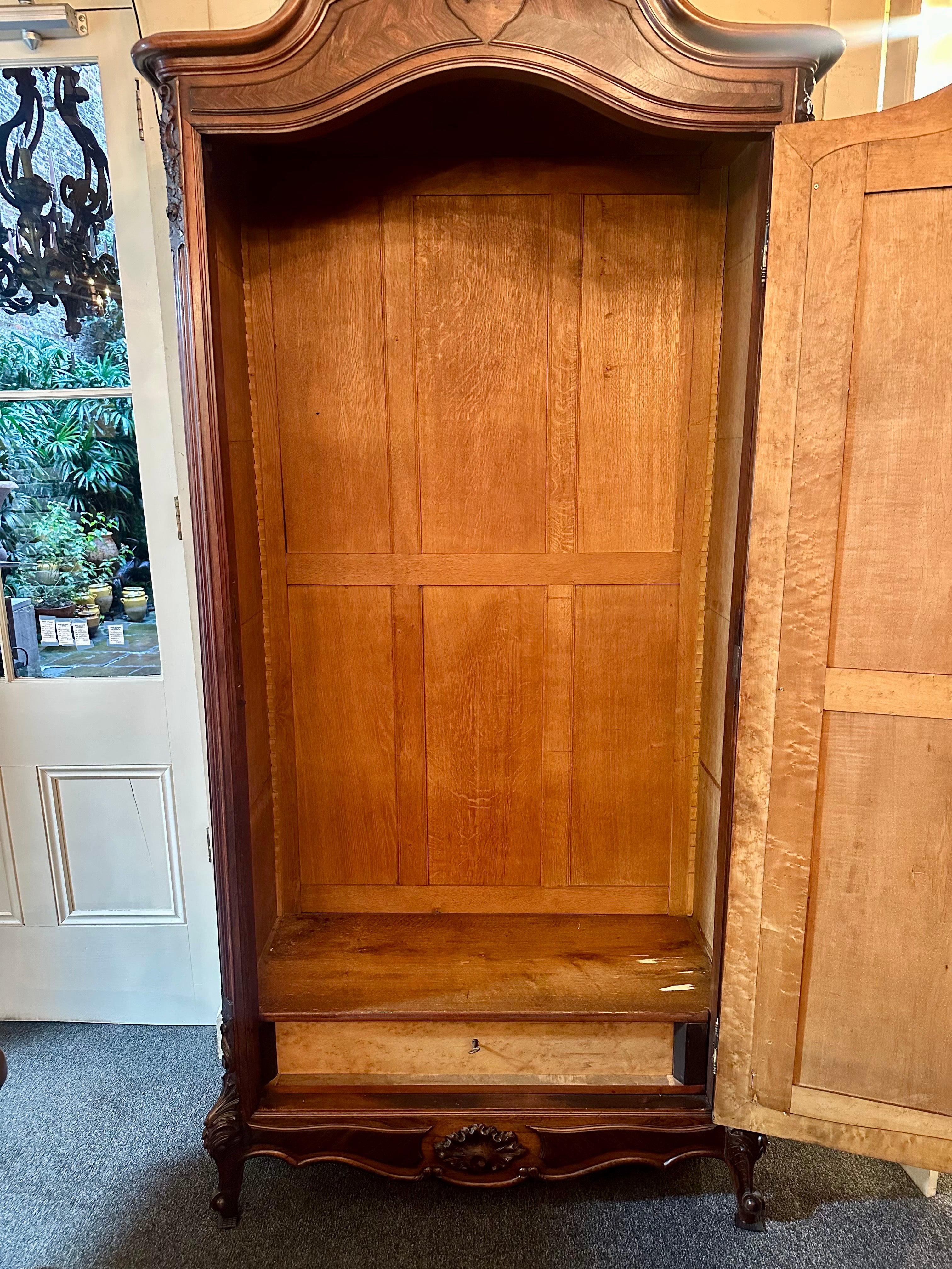 Antique French Rosewood and Beveled Mirror Single Door Armoire, Circa 1890-1900. 8