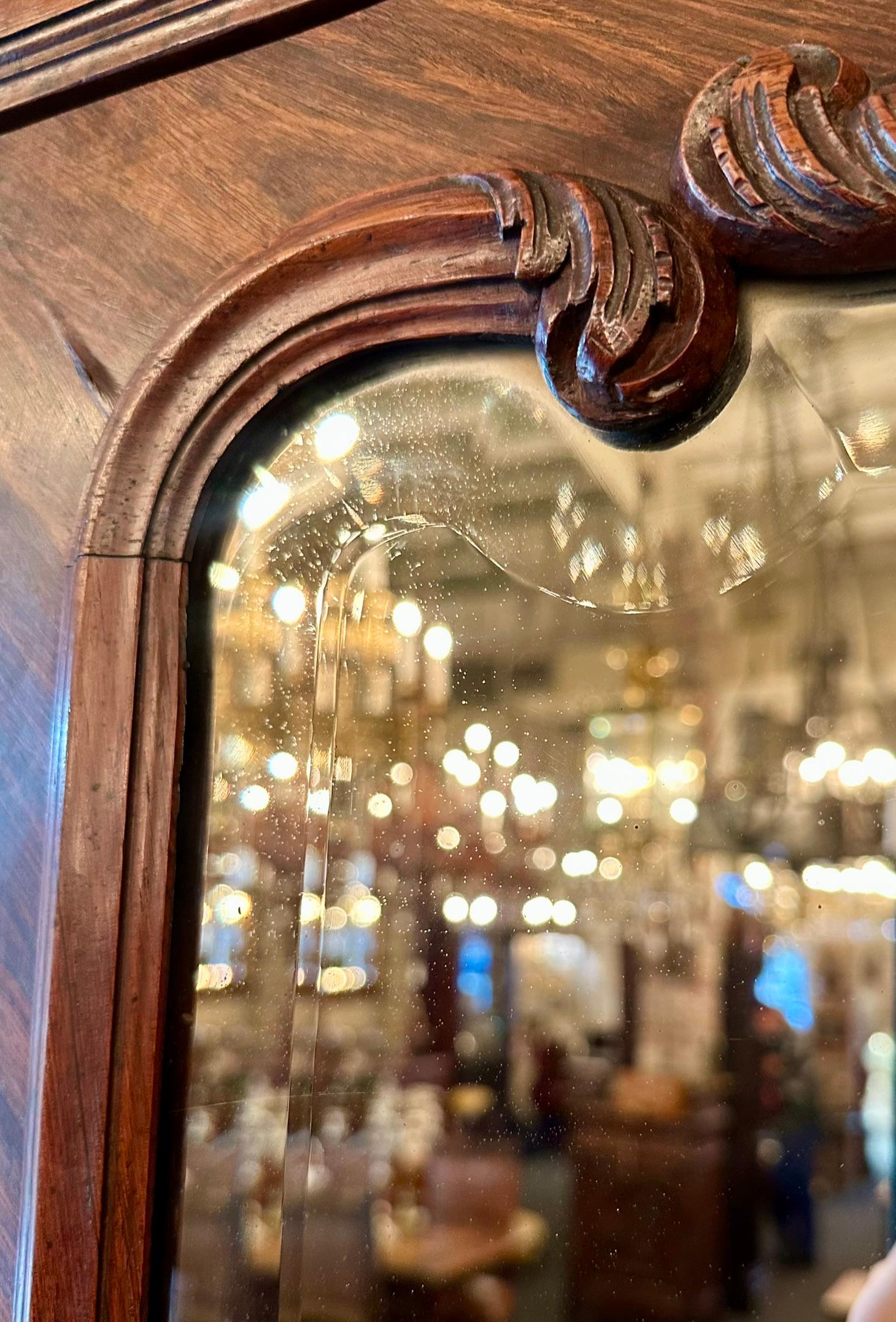 Antique French Rosewood and Beveled Mirror Single Door Armoire, Circa 1890-1900. 2