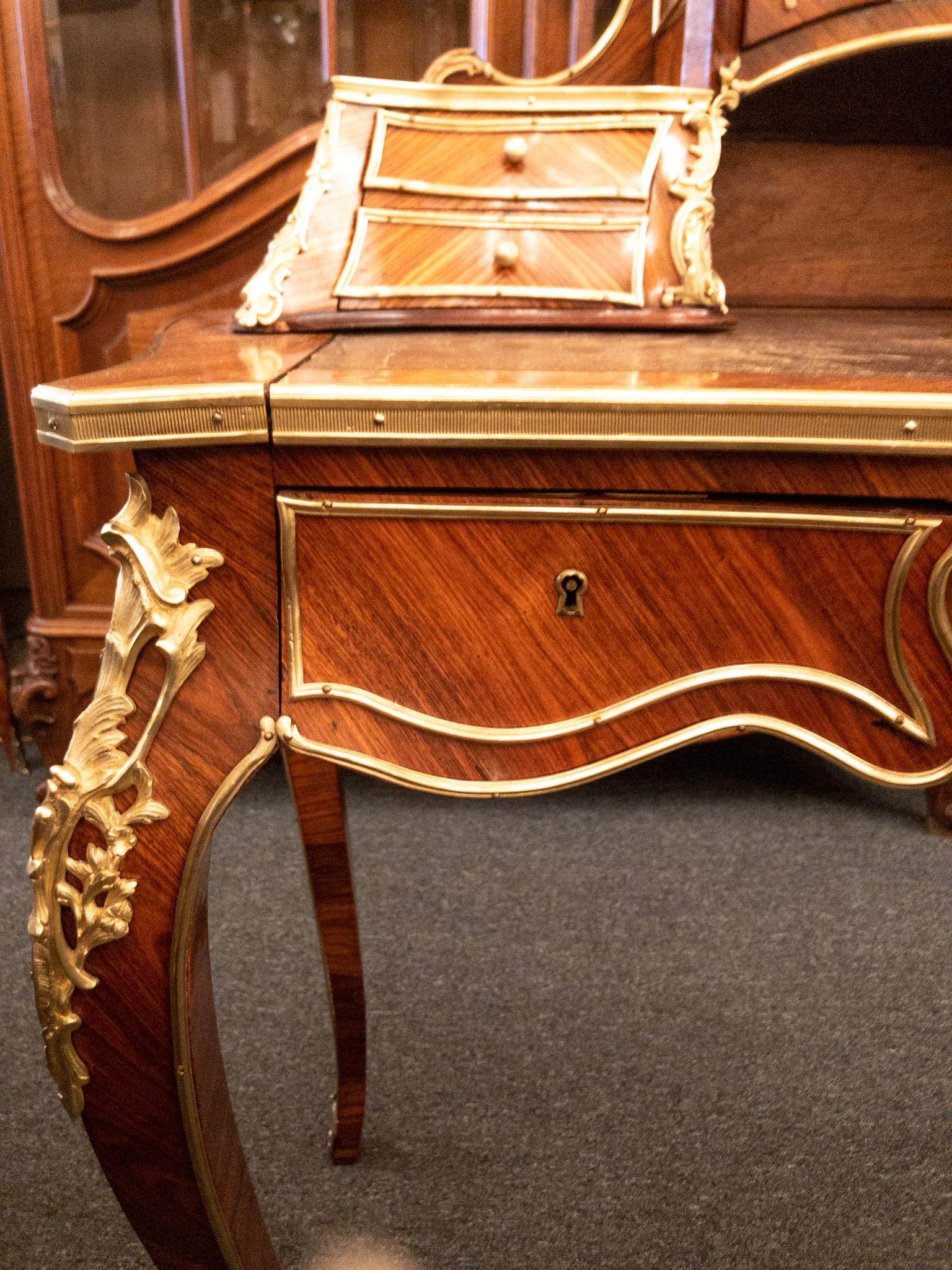 Antique French Rosewood and Gold Bronze Writing Desk, circa 1880-1890 3