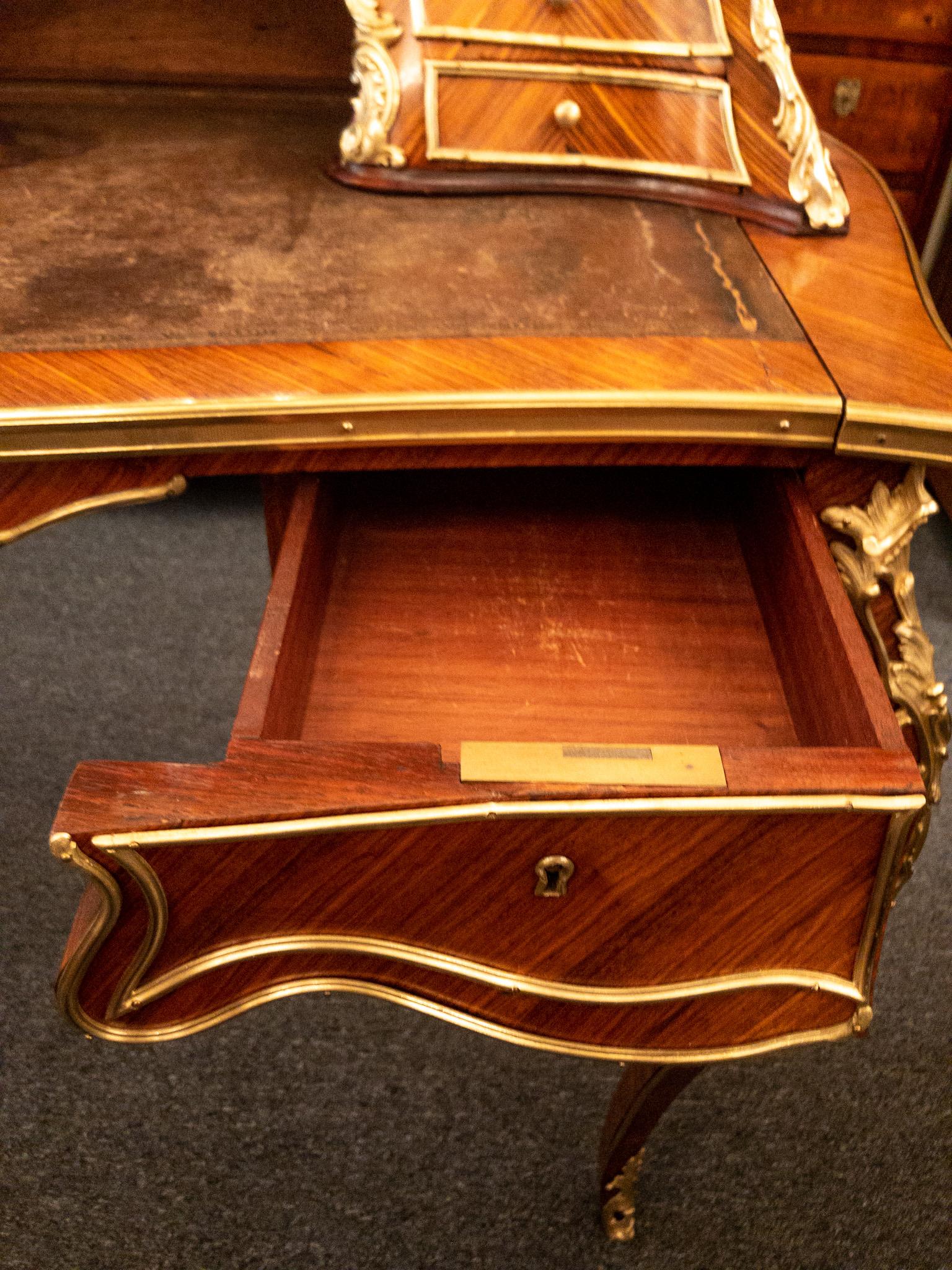 Antique French Rosewood and Gold Bronze Writing Desk, circa 1880-1890 4