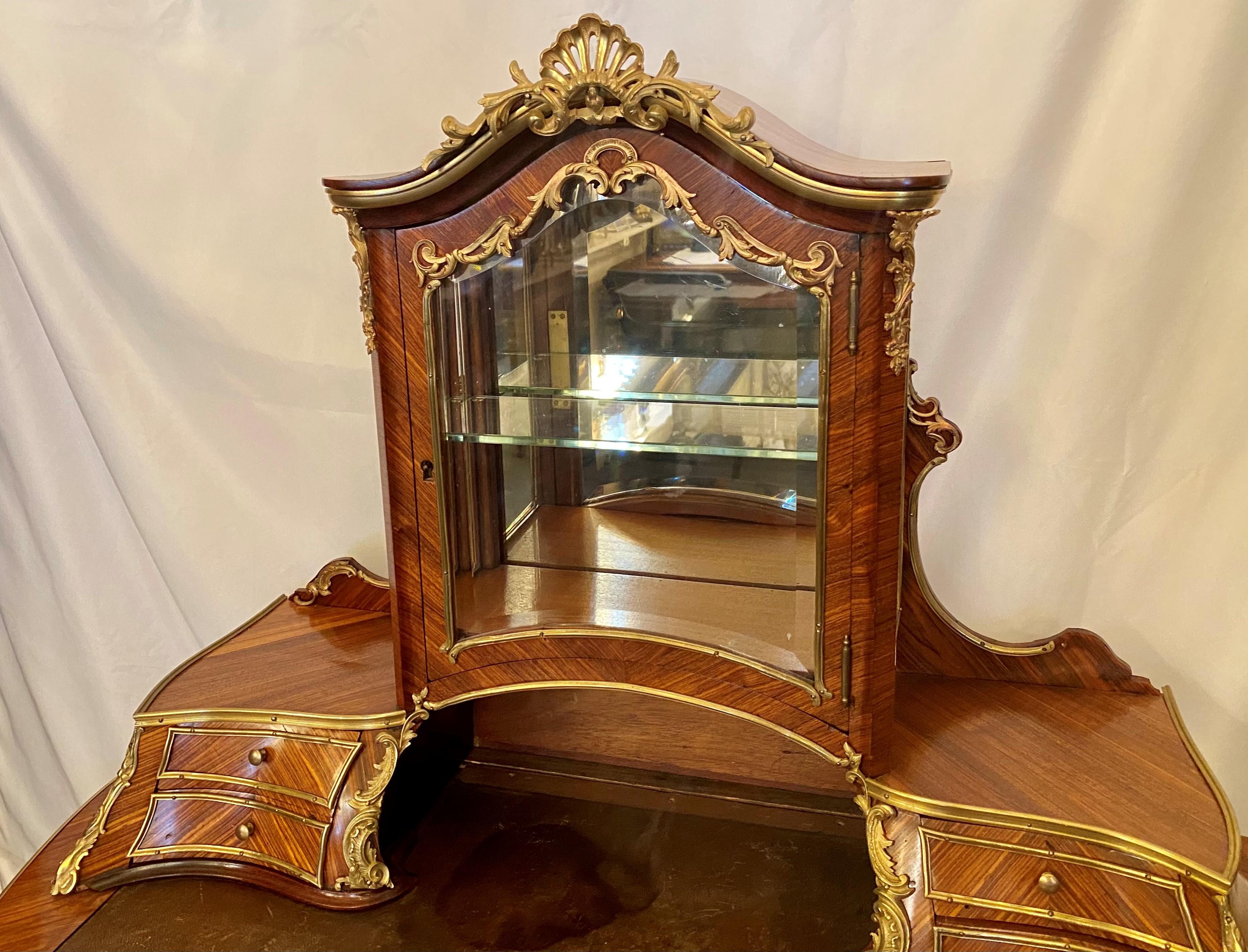 Antique French Rosewood and Gold Bronze Writing Desk or Vanity, circa 1880-1890 In Good Condition For Sale In New Orleans, LA