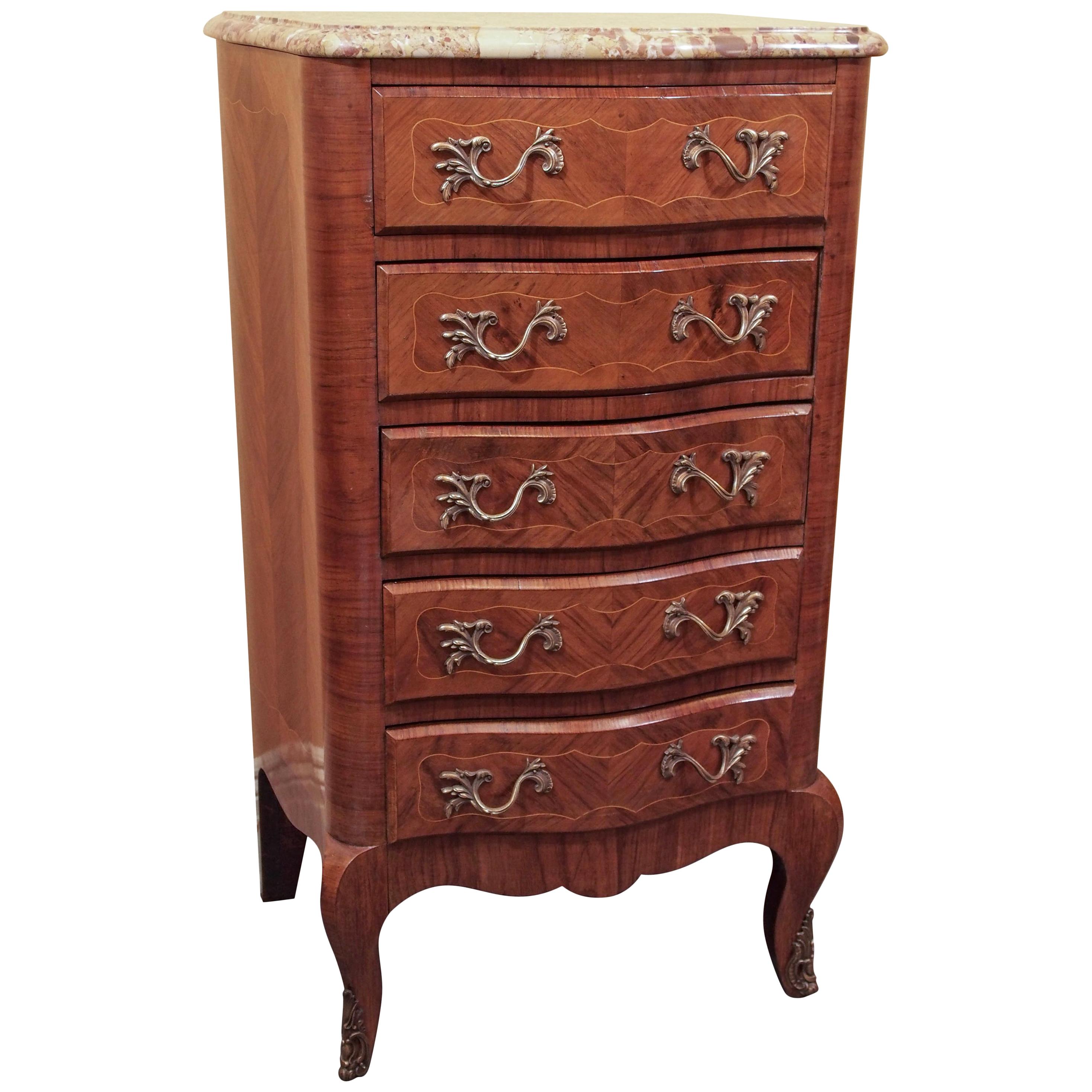 Antique French Rosewood and Mahogany Marble-Top Chest For Sale