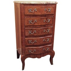 Antique French Rosewood and Mahogany Marble-Top Chest