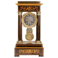French Portico Clock in Rosewood and Satinwood
