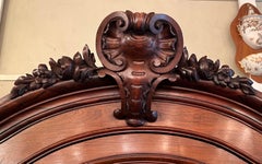 Antique French Rosewood Breakfront Display Cabinet with Beveled Glass Circa 1880