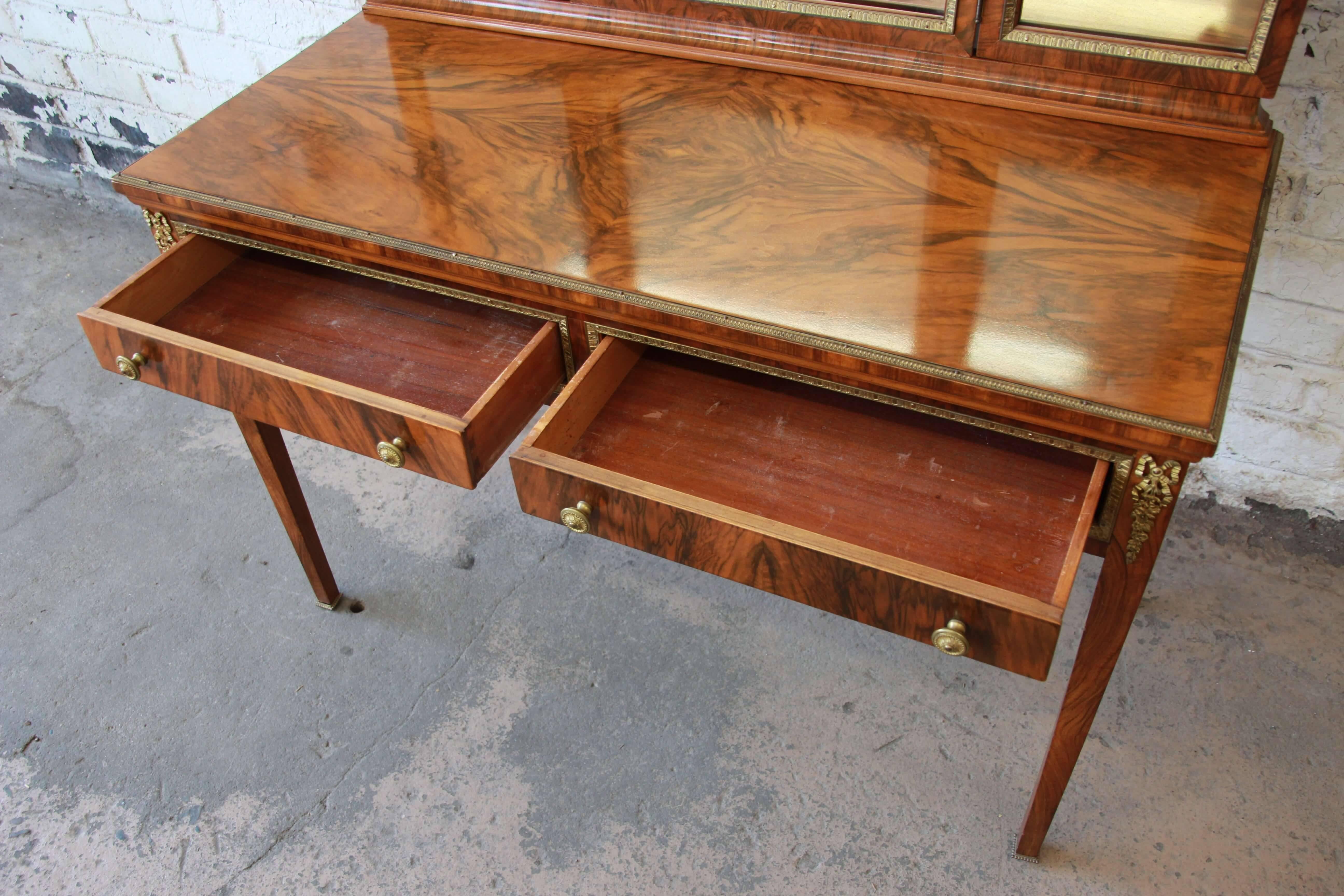 Antique French Rosewood Louis XVI Style Vanity con specchio 1