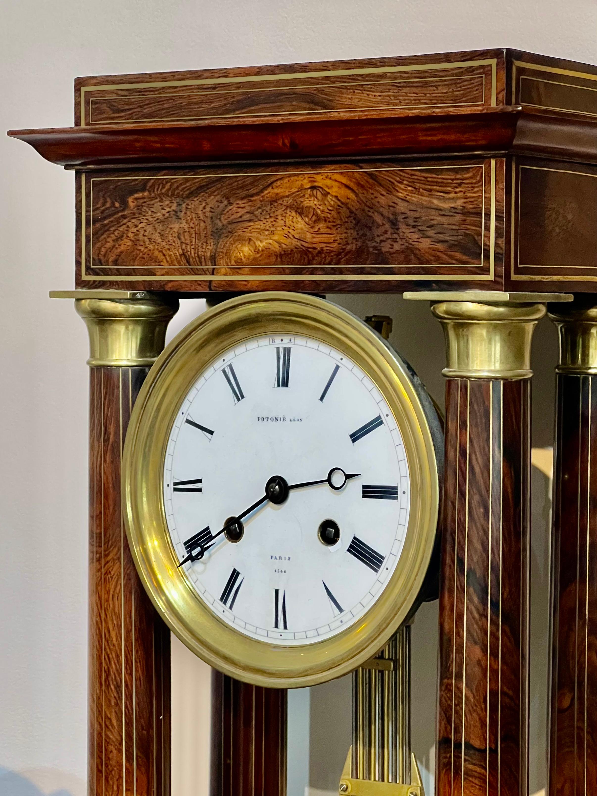 Victorian Antique French Rosewood Striking Mantel Clock