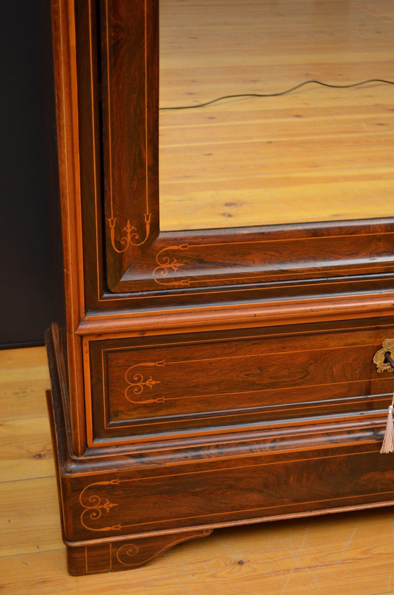 Antique French Rosewood Wardrobe or Bookcase 7