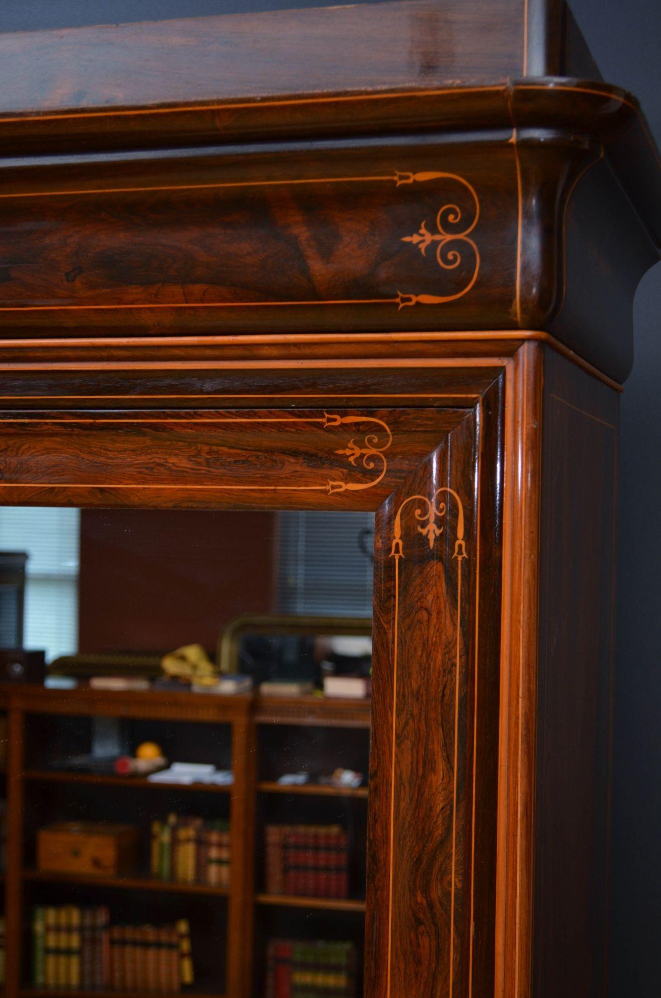 Antique French Rosewood Wardrobe or Bookcase 8