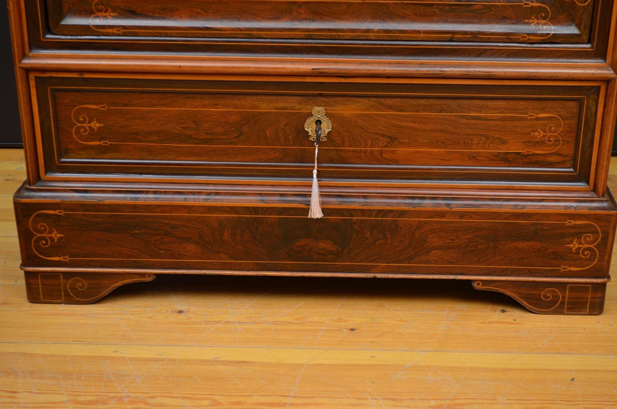 Antique French Rosewood Wardrobe or Bookcase 9