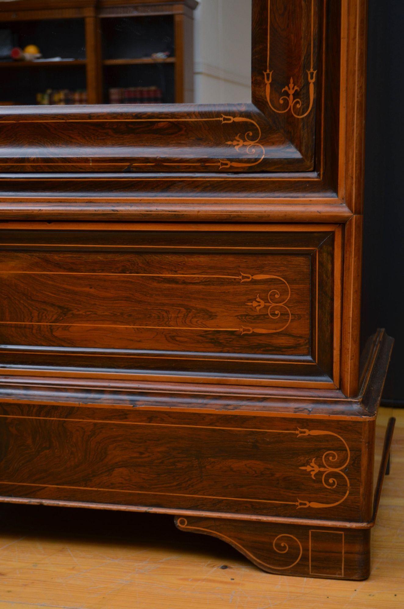 Antique French Rosewood Wardrobe or Bookcase 11