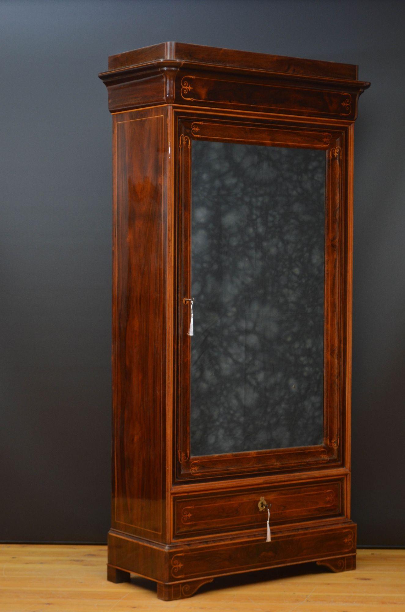 Antique French Rosewood Wardrobe or Bookcase In Good Condition In Whaley Bridge, GB