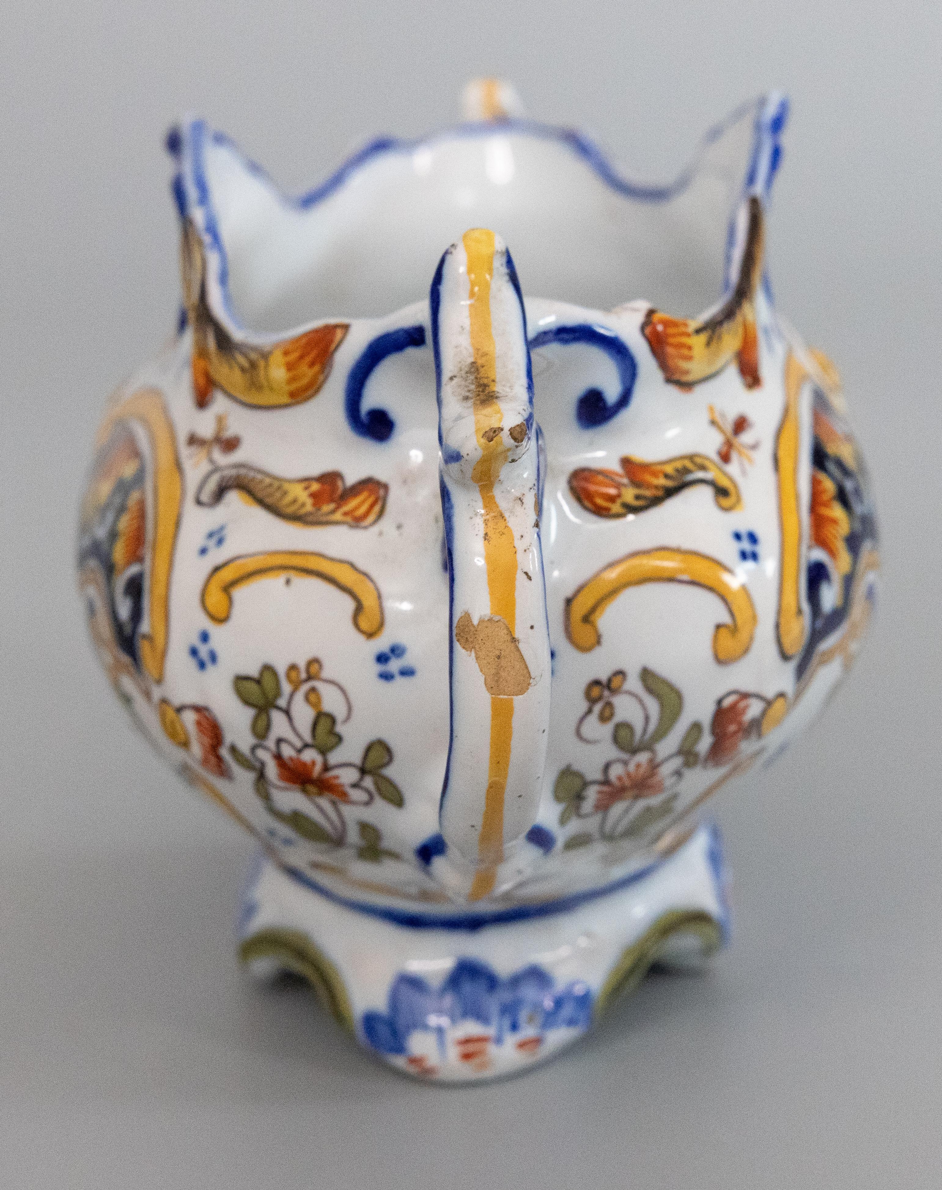 Antique French Rouen Faience Jardiniere Cachepot, circa 1900 In Good Condition For Sale In Pearland, TX