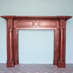 Antique French Rouge Griotte Marble Fire Mantel