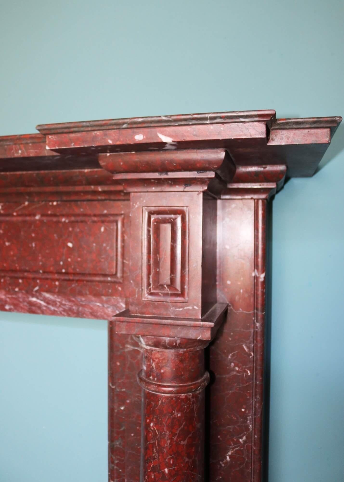 Antique French Rouge Griotte Marble Fire Mantel For Sale 1