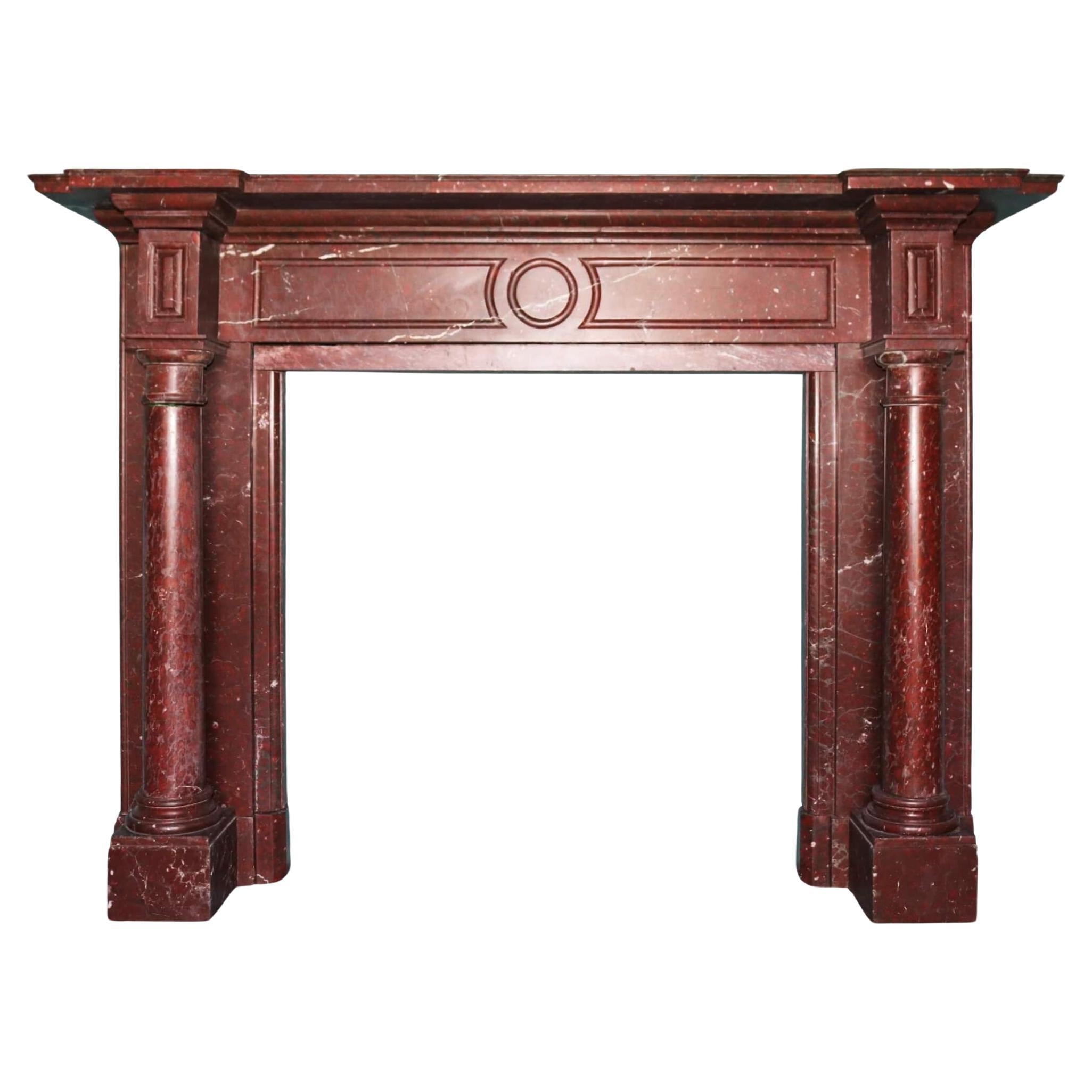 Antique French Rouge Griotte Marble Fire Mantel