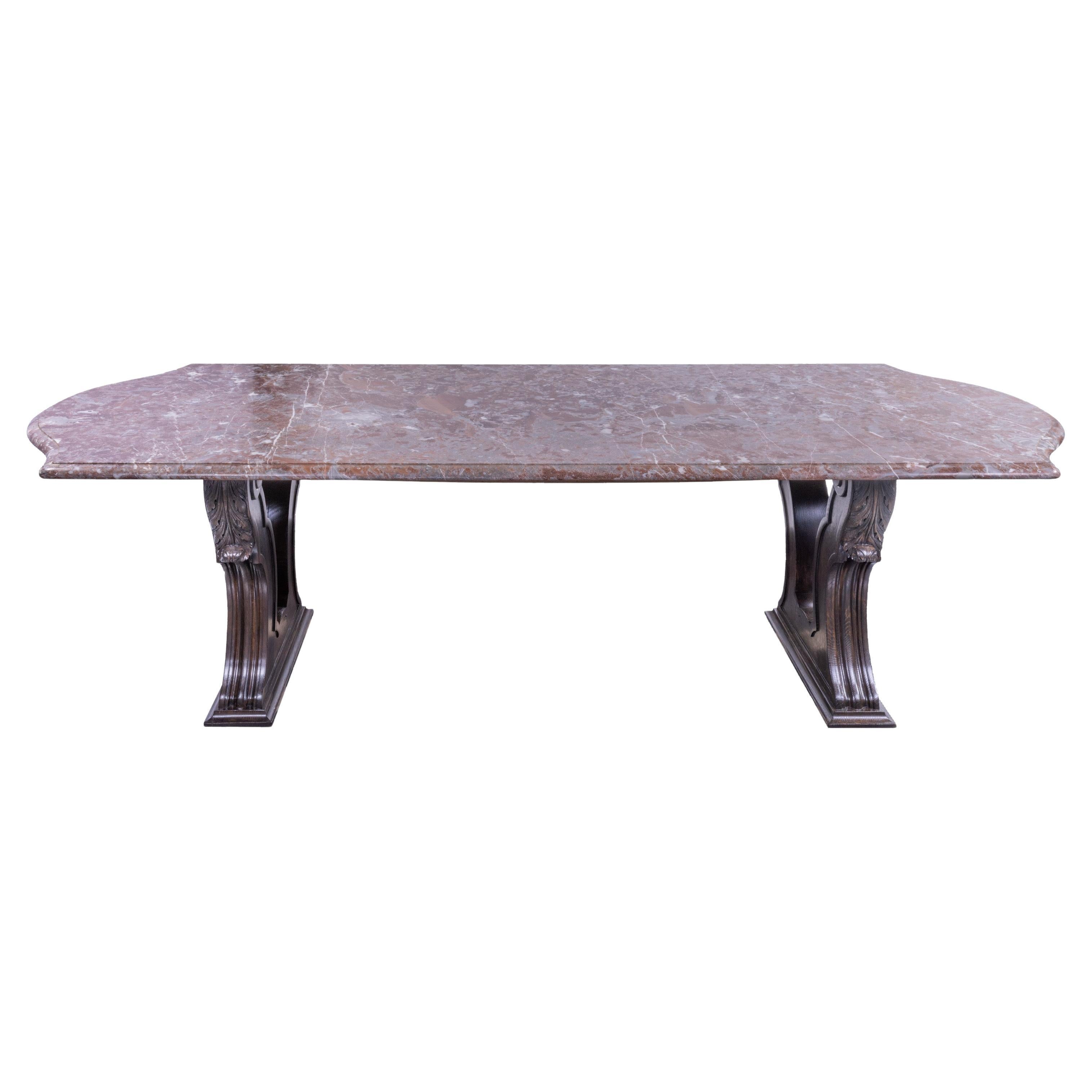 Antique French Rouge Royal Marble top Dining Table For Sale