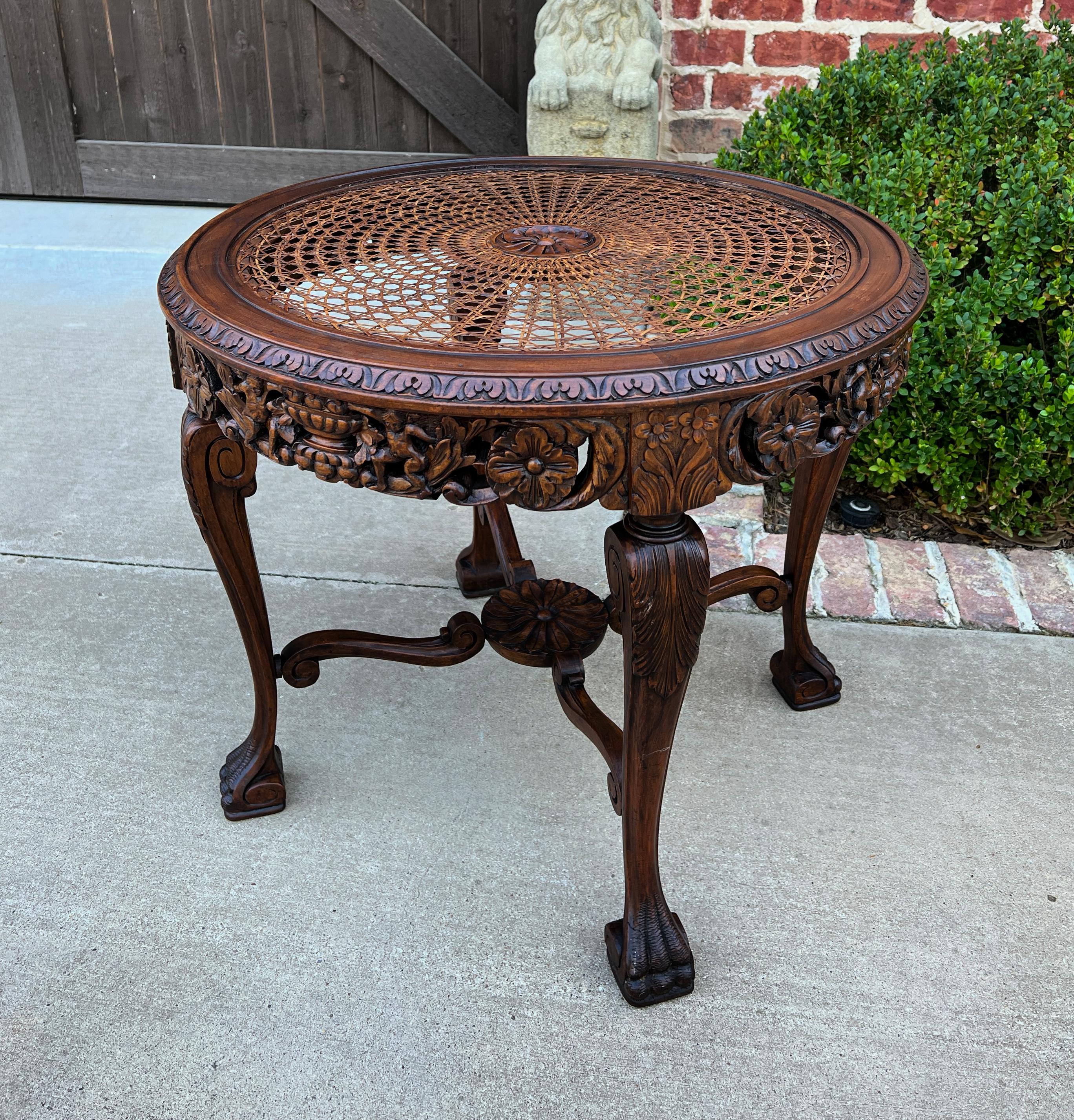 Antique French Round End Table Occasional Bed Table Caned Glass Top Walnut 19c For Sale 9