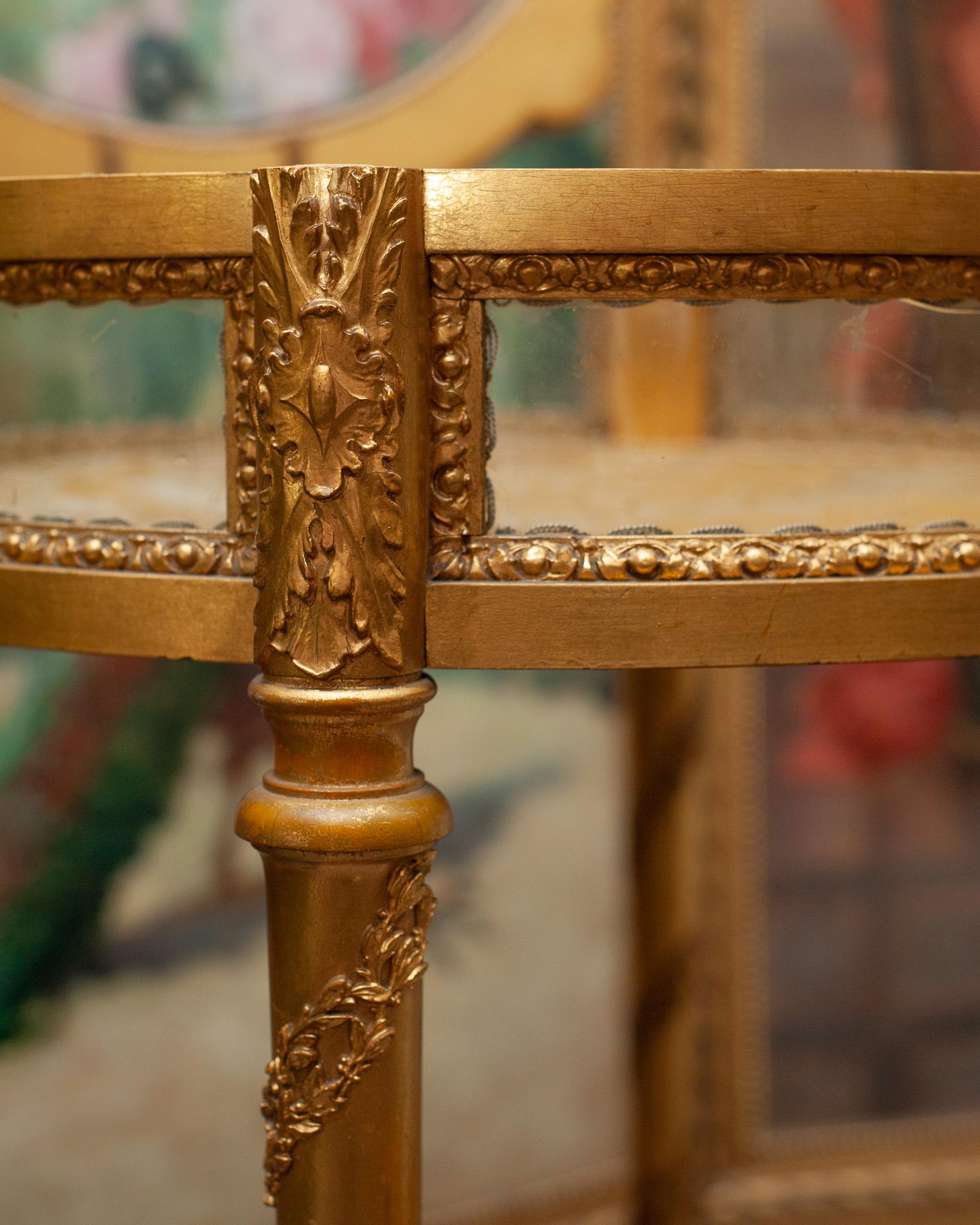 Antique French Round Hand-Carved and Gilded Display Table 1