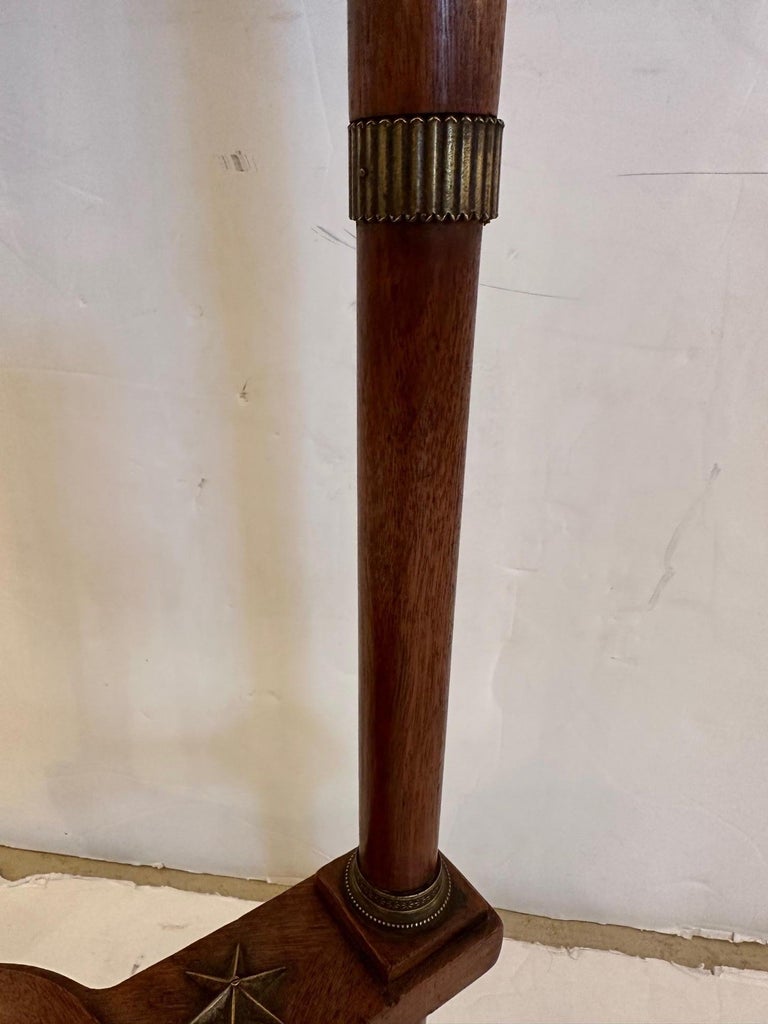 Antique French Round Side Table with Marble Top and Pretty Brass