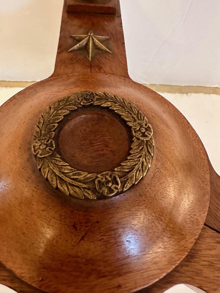 Antique French Round Side Table with Marble Top and Pretty Brass