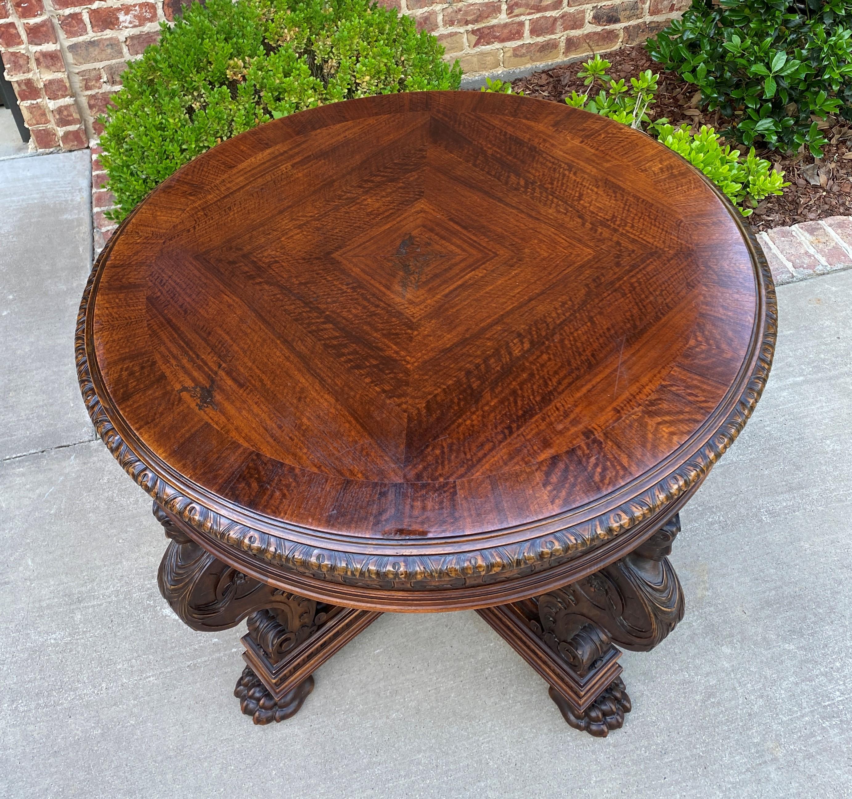 Antique French Round Table Entry Center Parlor Table Renaissance Revival 19th C 4