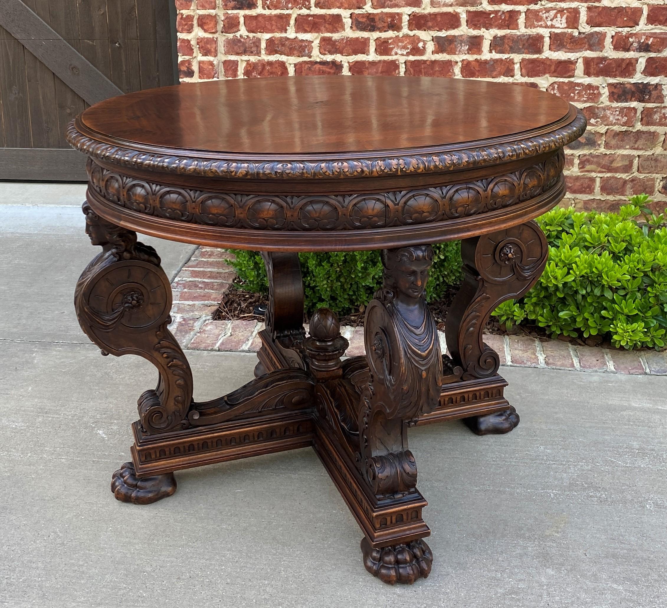 Antique French Round Table Entry Center Parlor Table Renaissance Revival 19th C In Good Condition In Tyler, TX