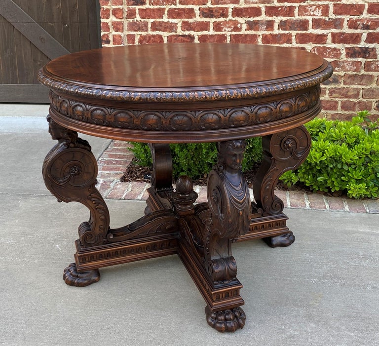 Round Renaissance Table Antique French Round Table Entry Center Parlor Table Renaissance ...