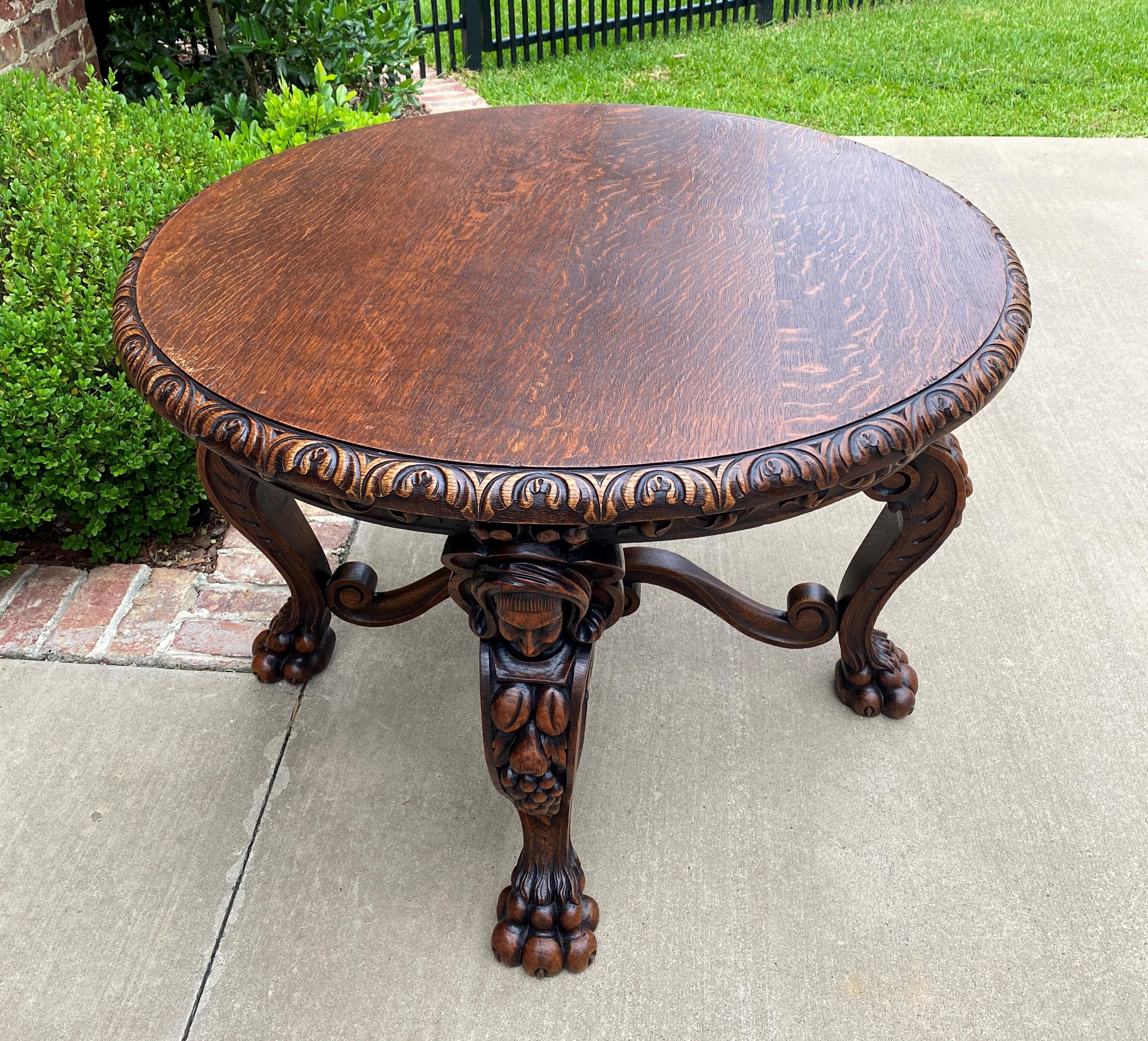 Antique French Round Table Entry Sofa Foyer Coffee Table Renaissance Revival Oak For Sale 2