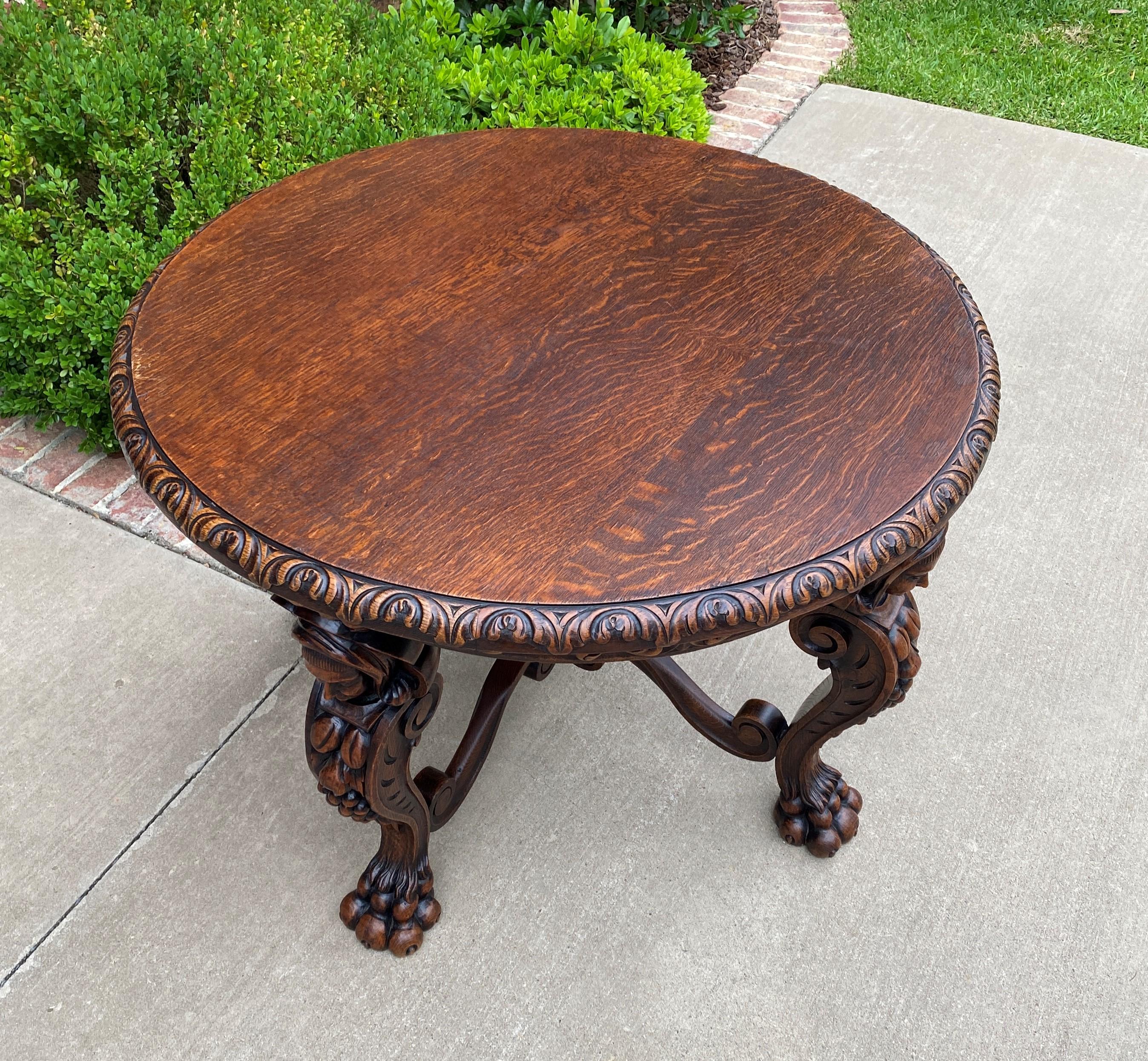 Antique French Round Table Entry Sofa Foyer Coffee Table Renaissance Revival Oak For Sale 6