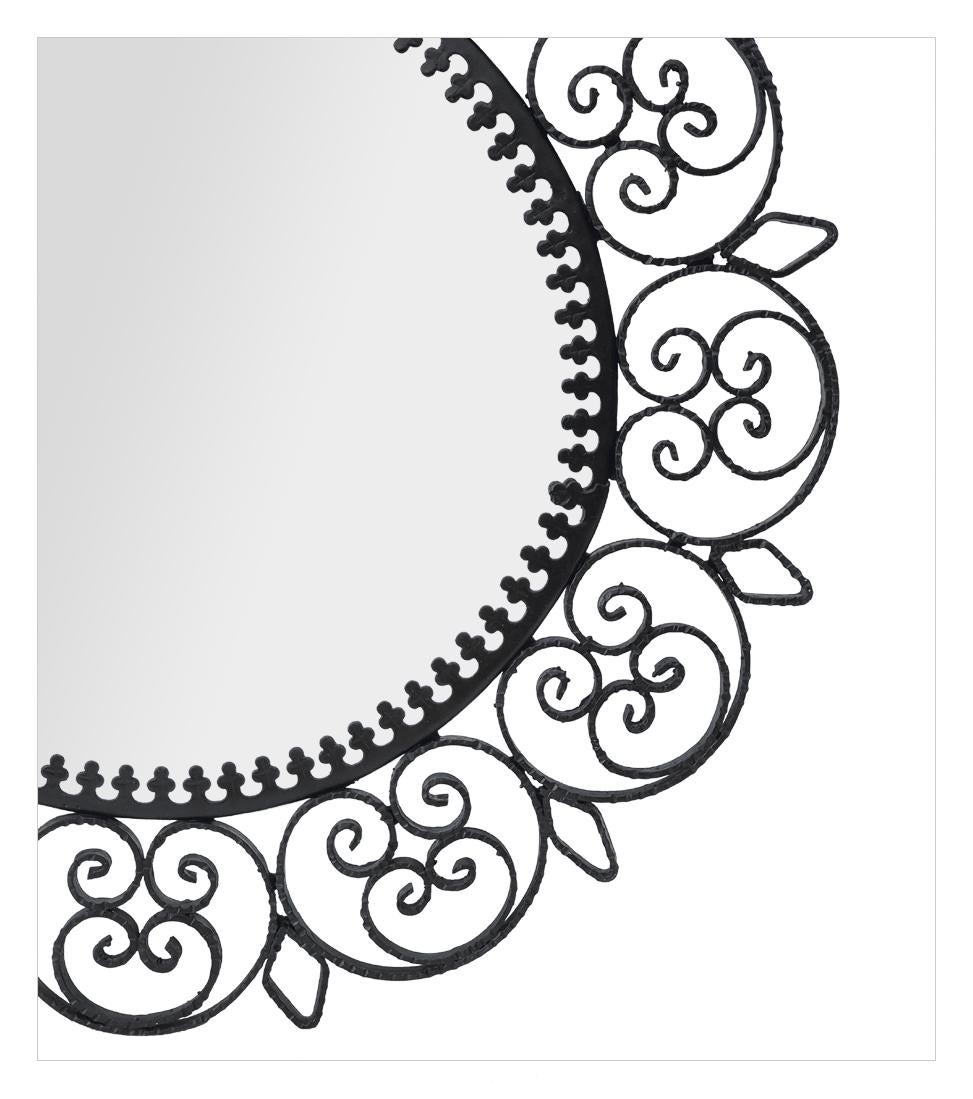 Antique miroir mural rond en fer forgé des années 60 Bon état - En vente à Paris, FR
