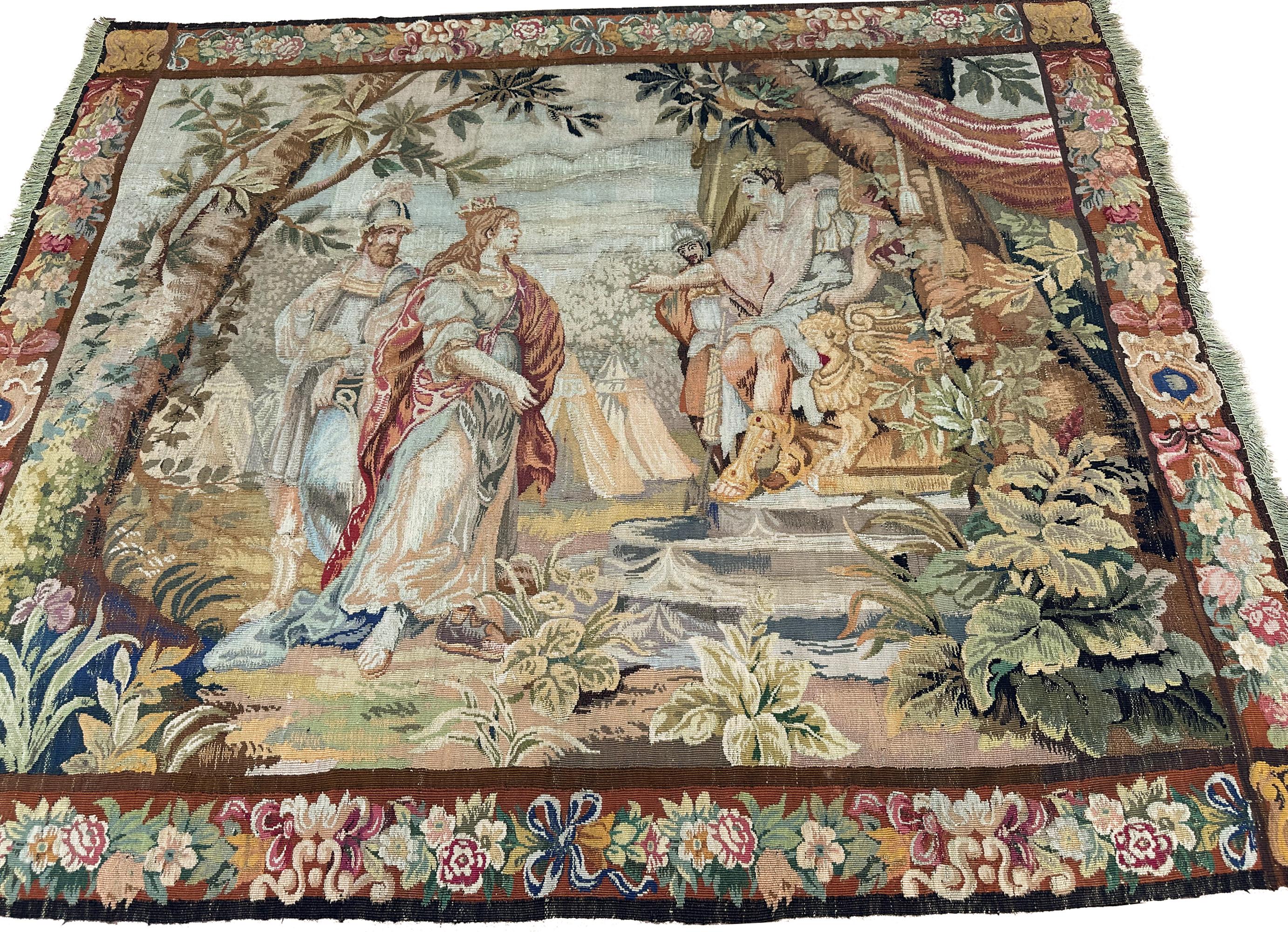 Antique French Royale 7x8 Fine Tapestry 213cm×244cm Queen Boudica Scene c.1890 For Sale 6
