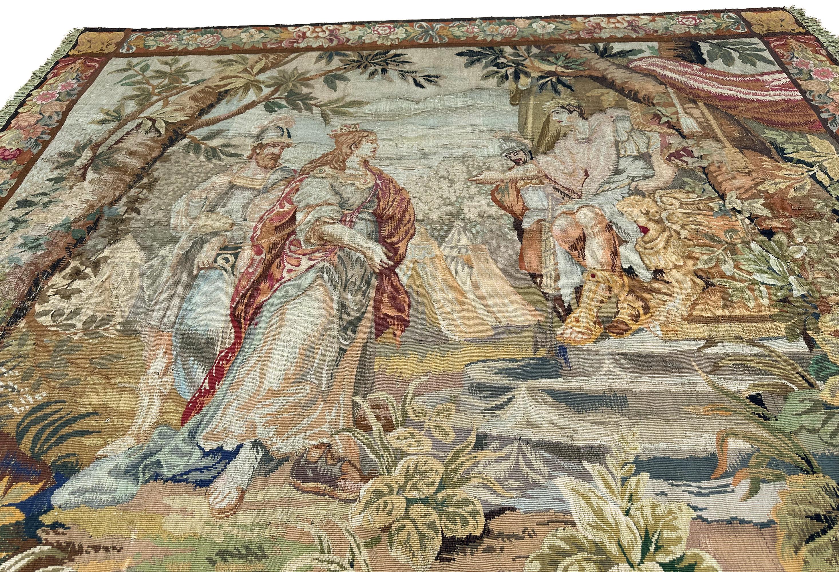 Aubusson Antique French Royale 7x8 Fine Tapestry 213cm×244cm Queen Boudica Scene c.1890 For Sale