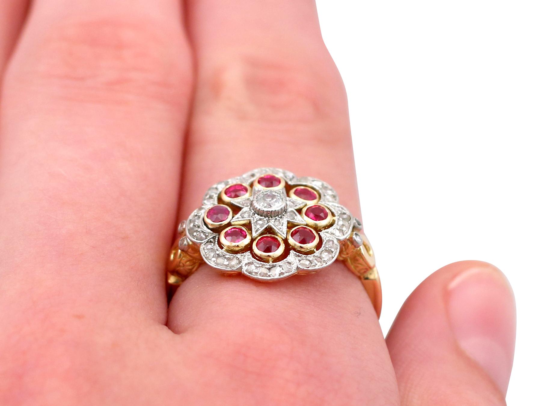 Antique French Ruby and Diamond Yellow Gold Cocktail Ring 1