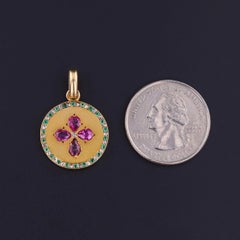Antique French Ruby, Emerald & Diamond Pendant of 18k Gold