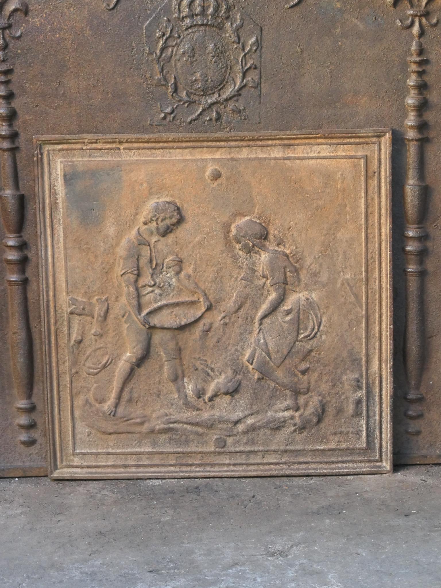 Moderne Plaque de cheminée française ancienne « Scène royale » / crédence, 20e siècle en vente