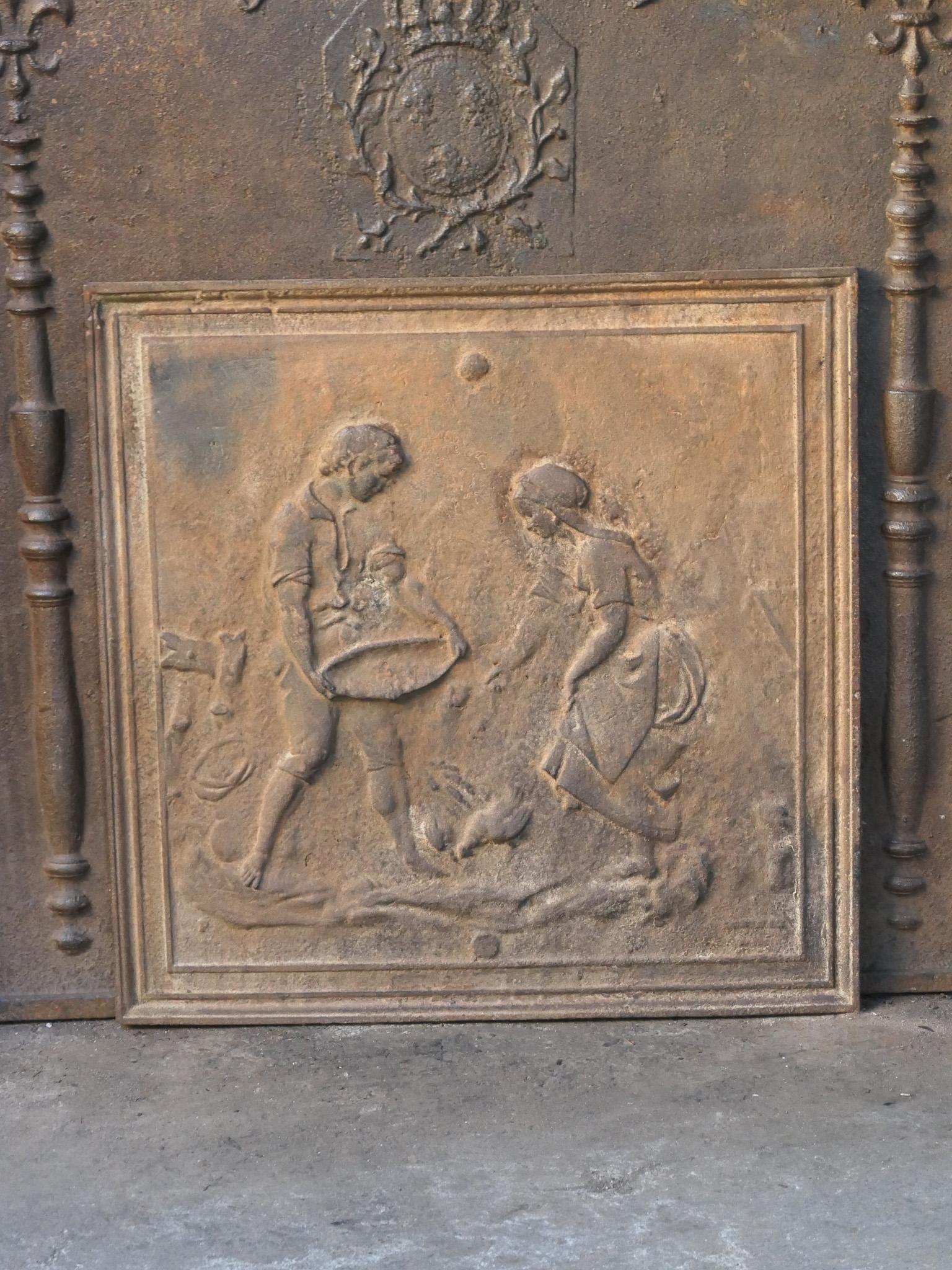Français Plaque de cheminée française ancienne « Scène royale » / crédence, 20e siècle en vente