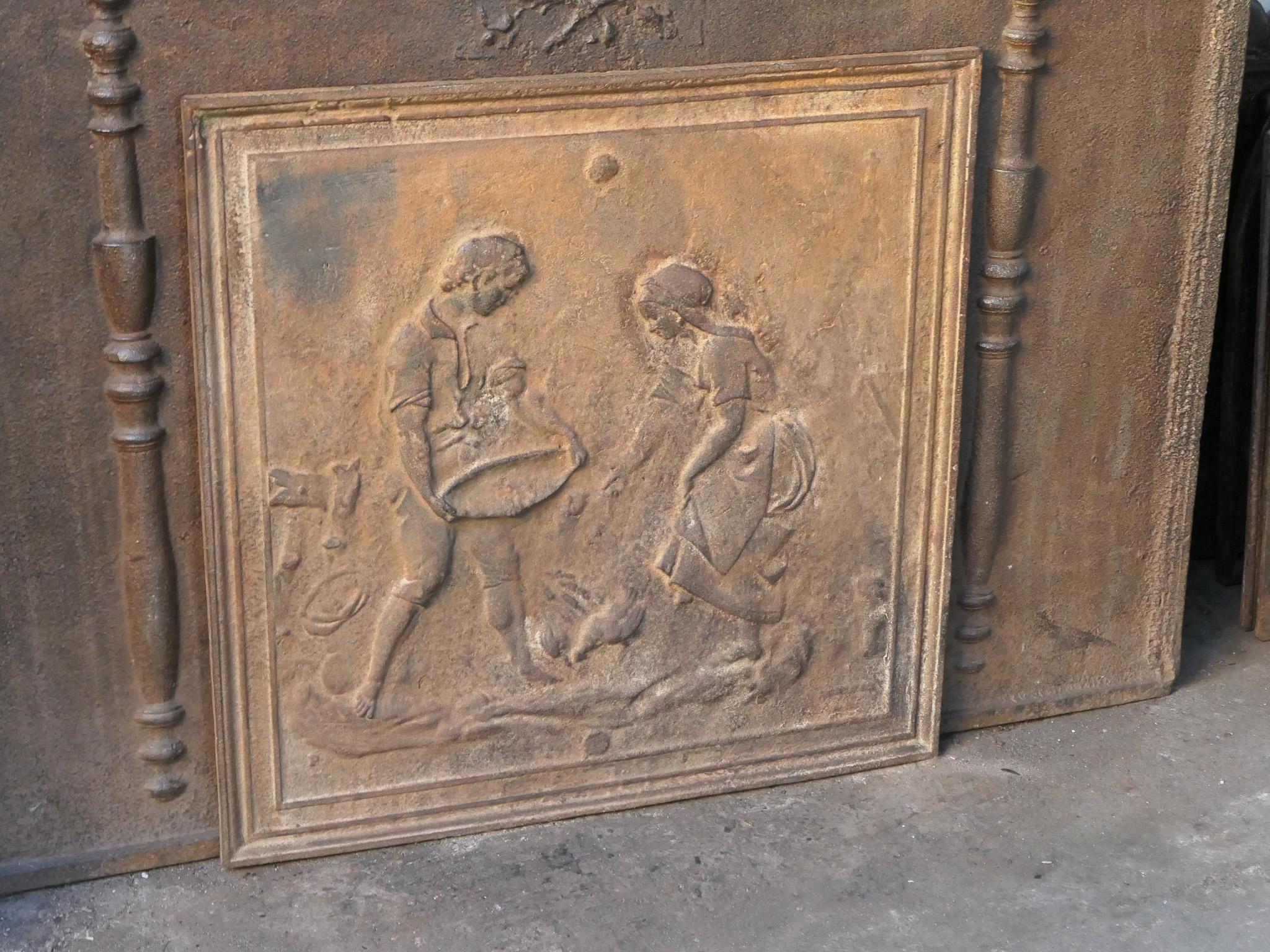 20ième siècle Plaque de cheminée française ancienne « Scène royale » / crédence, 20e siècle en vente