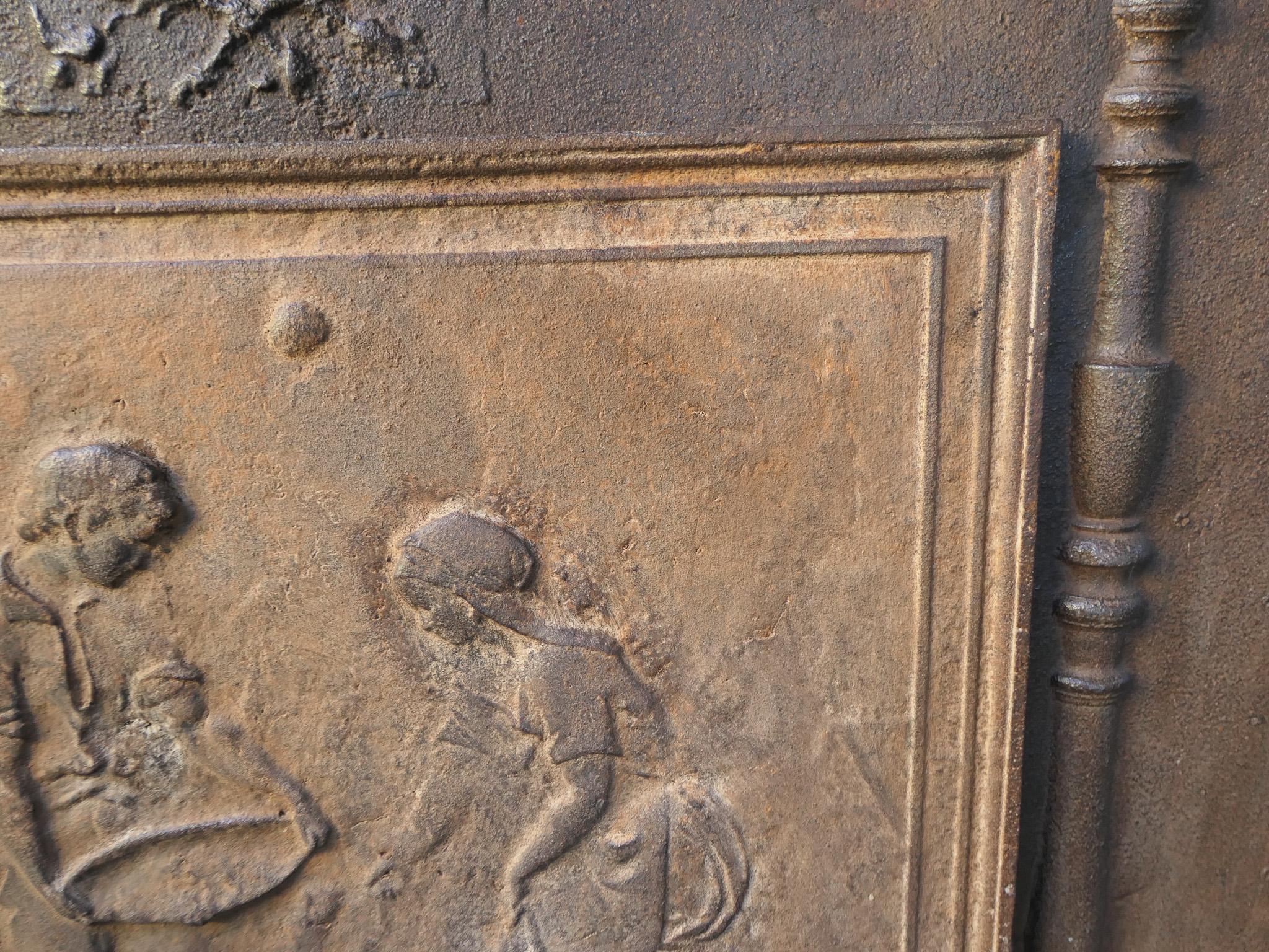 Fer Plaque de cheminée française ancienne « Scène royale » / crédence, 20e siècle en vente