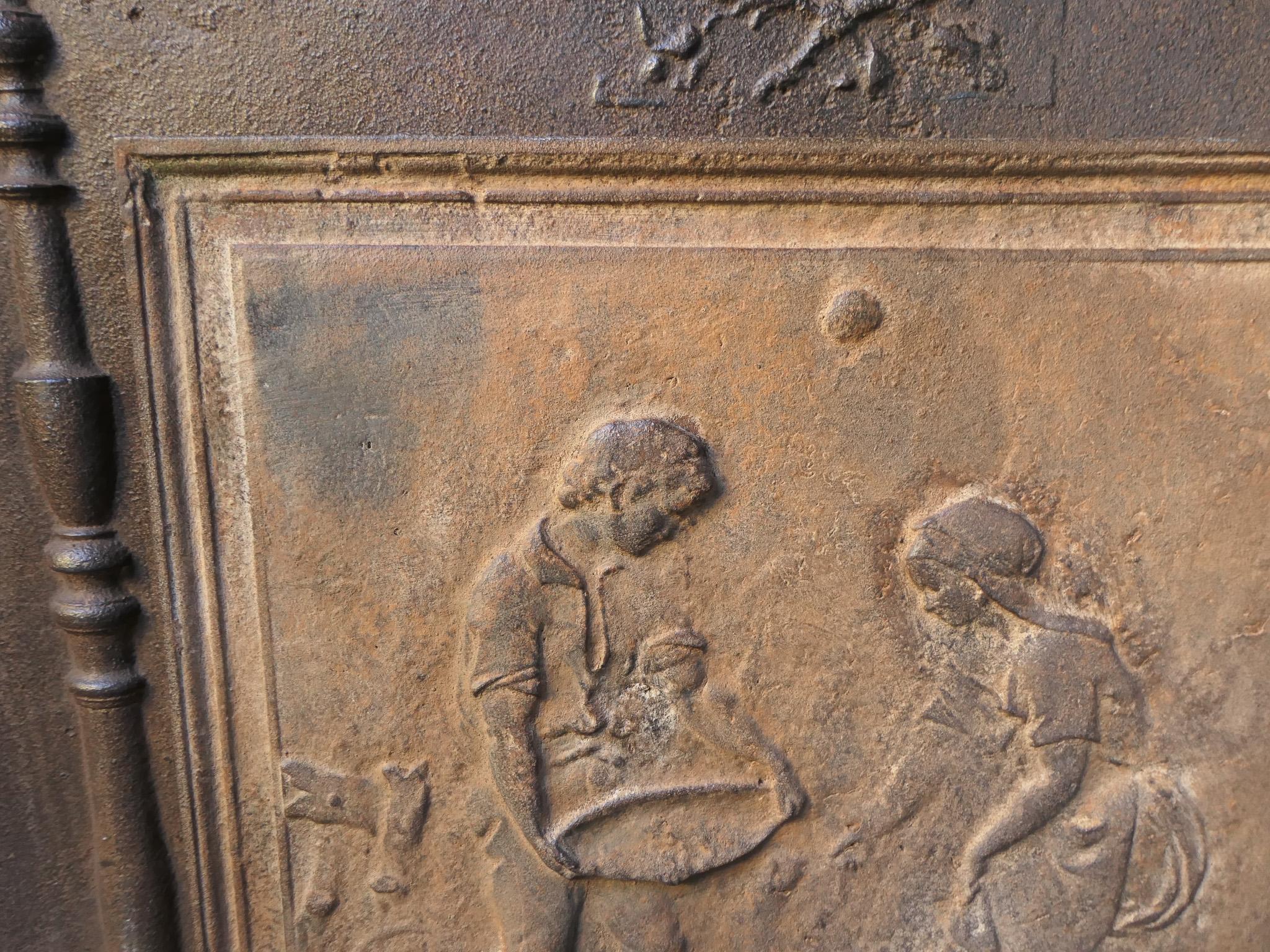 Plaque de cheminée française ancienne « Scène royale » / crédence, 20e siècle en vente 1