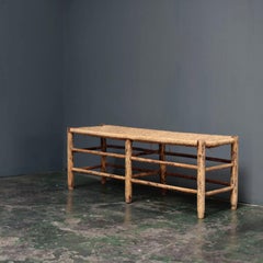 Antique French Rush Seat Bench