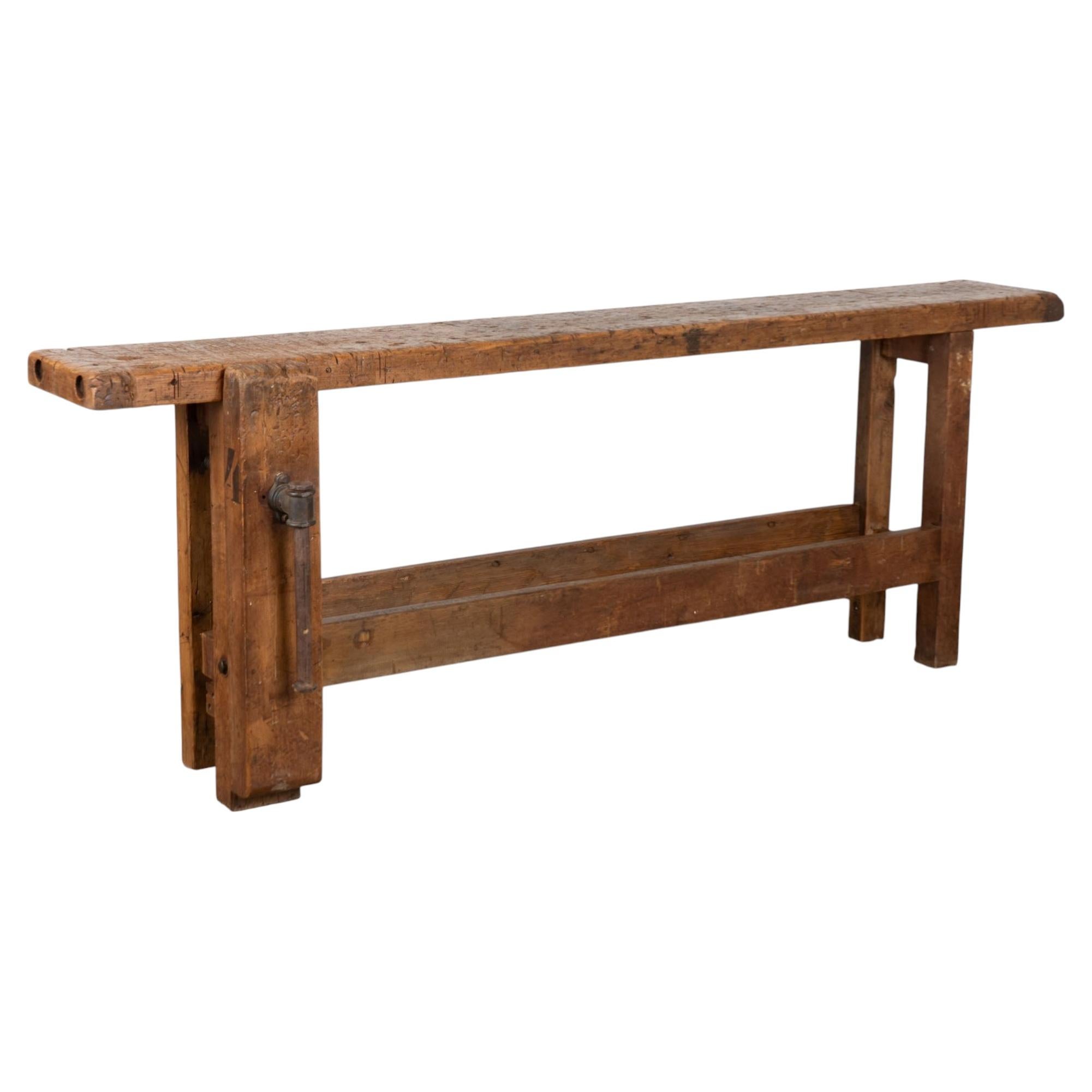 Antique French Rustic Carpenter's Workbench Console Table