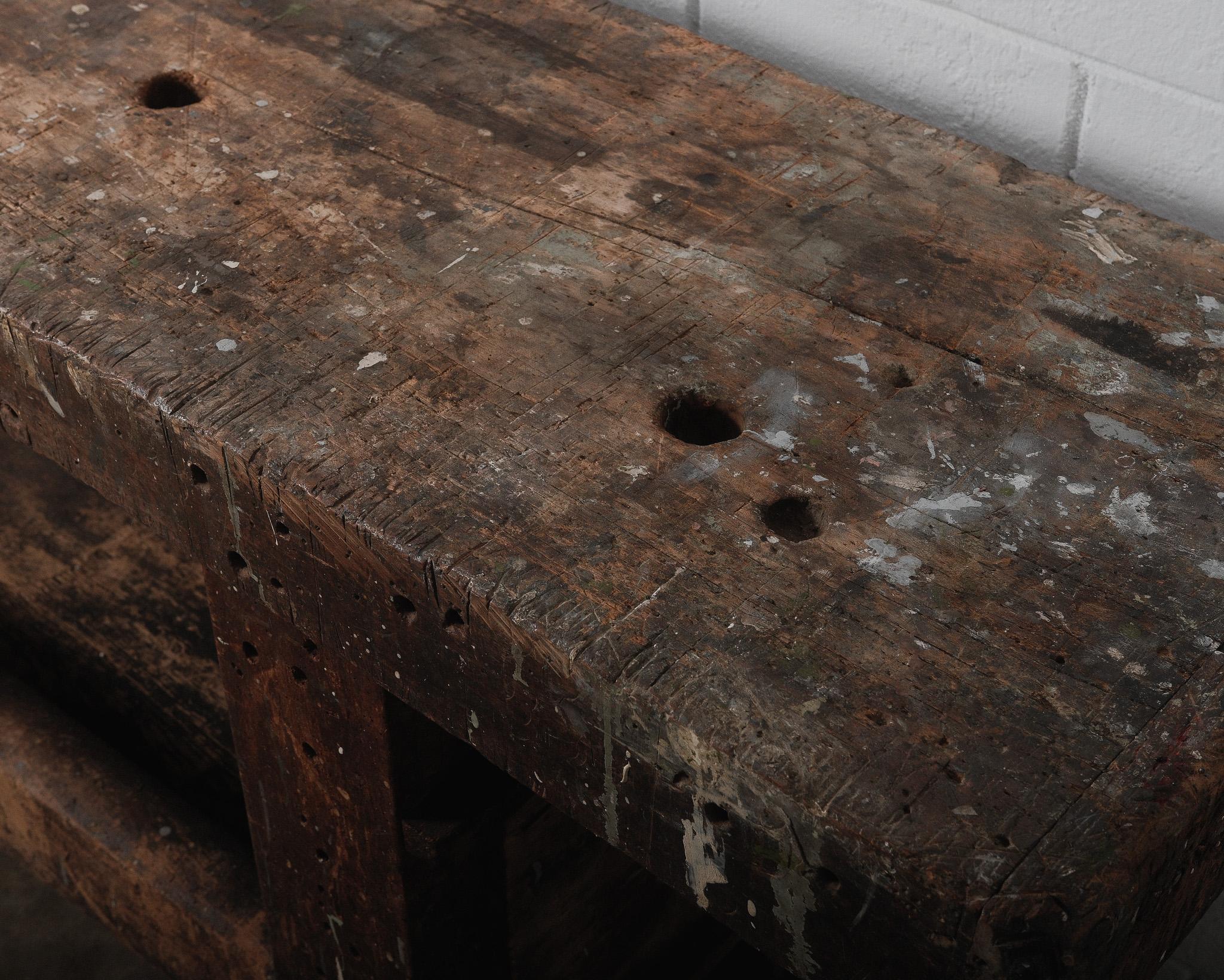 Antique French Rustic Carpenter’s Workbench with Vise, 19th Century For Sale 3
