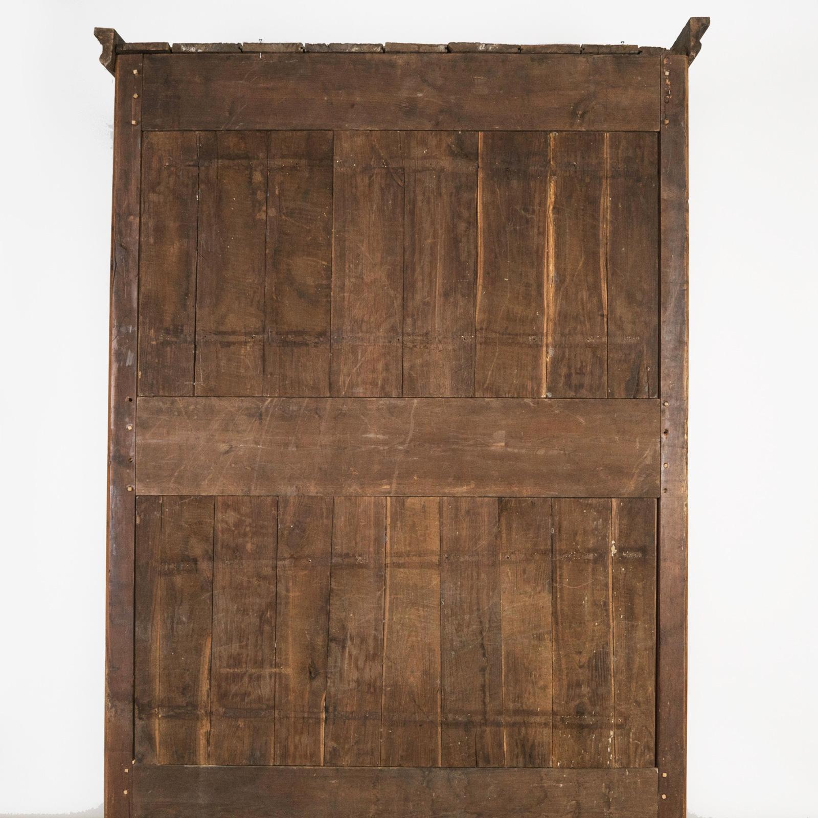 Antique French Rustic Country 19th C Hand Carved Fruitwood Armoire or Wardrobe For Sale 5