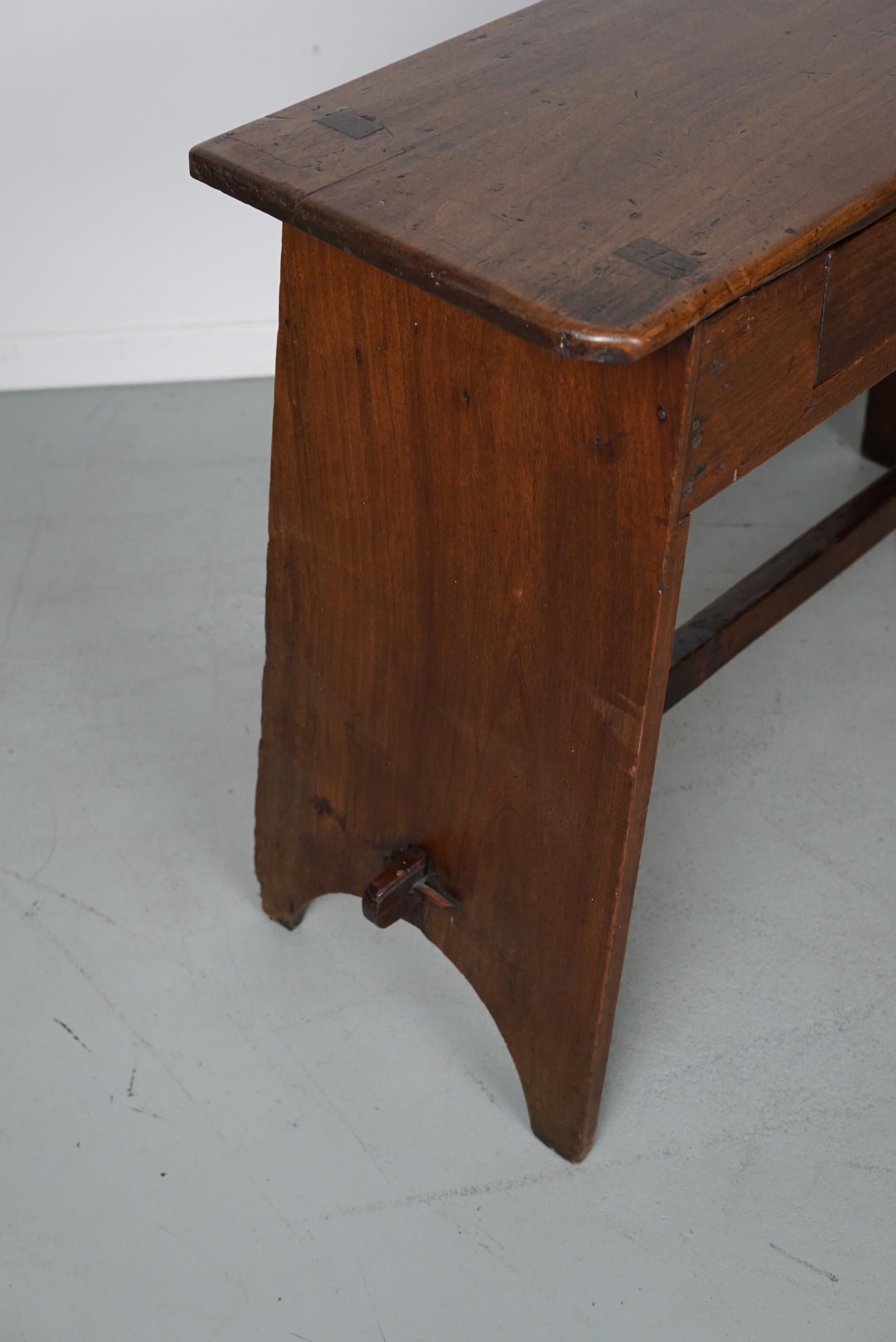 Antique French Rustic Farmhouse Fruitwood Side Table, 19th Century For Sale 8
