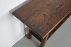Antique French Rustic Farmhouse Oak Side Table, XIX secolo