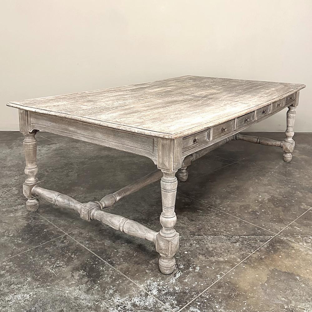 Antique French Rustic Neoclassical Executive Desk ~ Conference Table For Sale 4