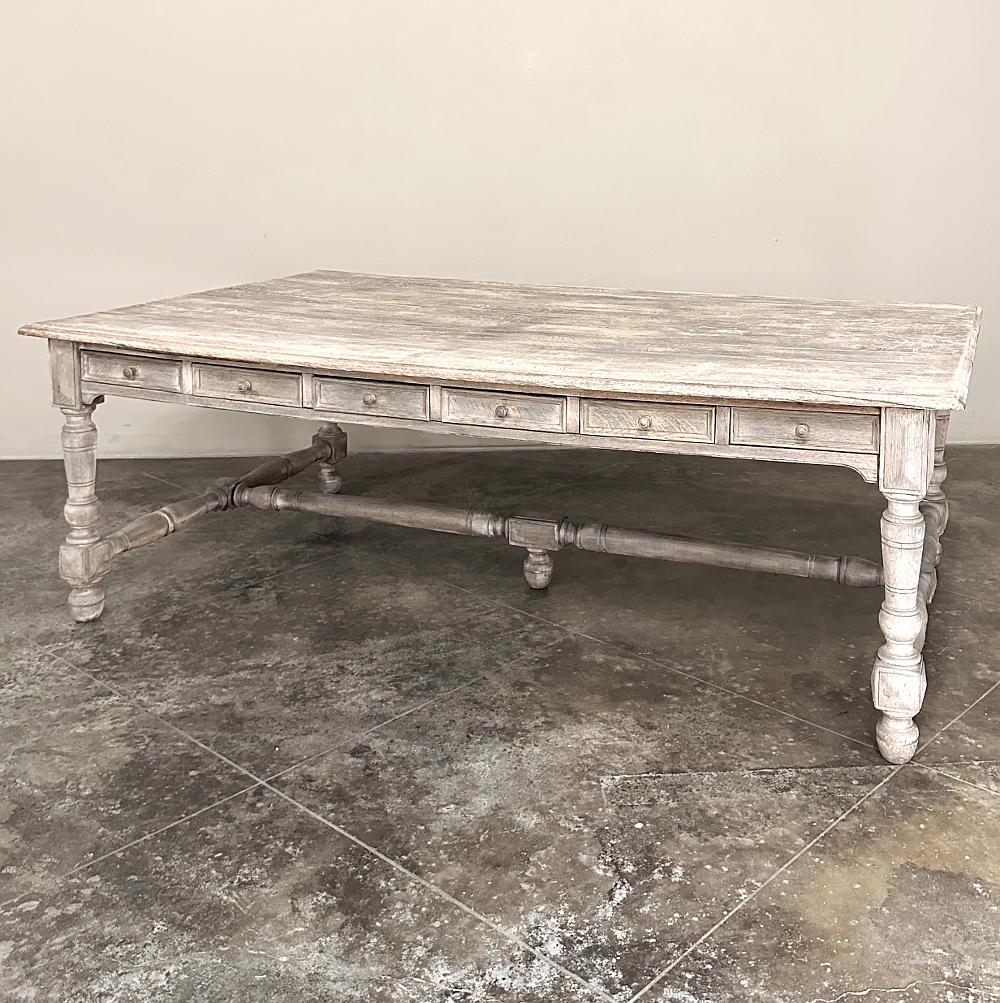 Hand-Crafted Antique French Rustic Neoclassical Executive Desk ~ Conference Table For Sale