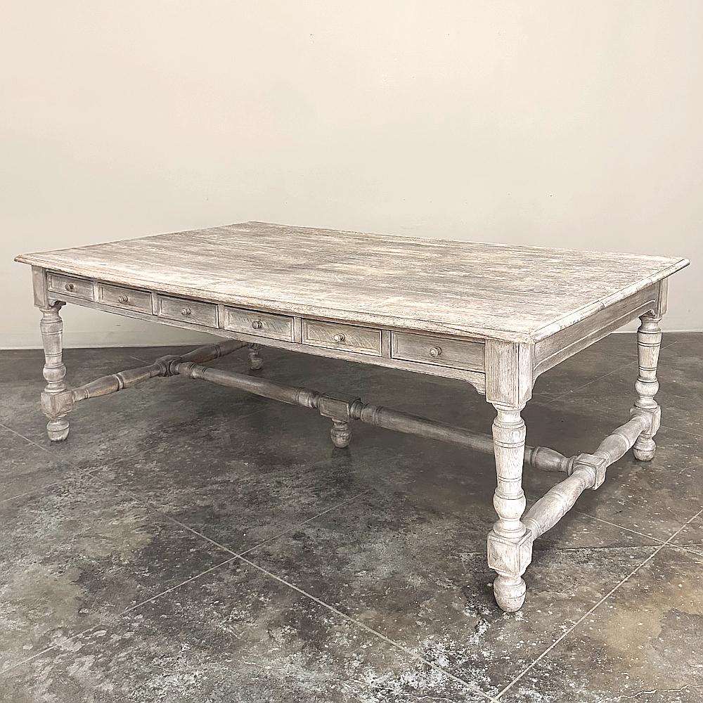 Antique French Rustic Neoclassical Executive Desk ~ Conference Table In Good Condition For Sale In Dallas, TX